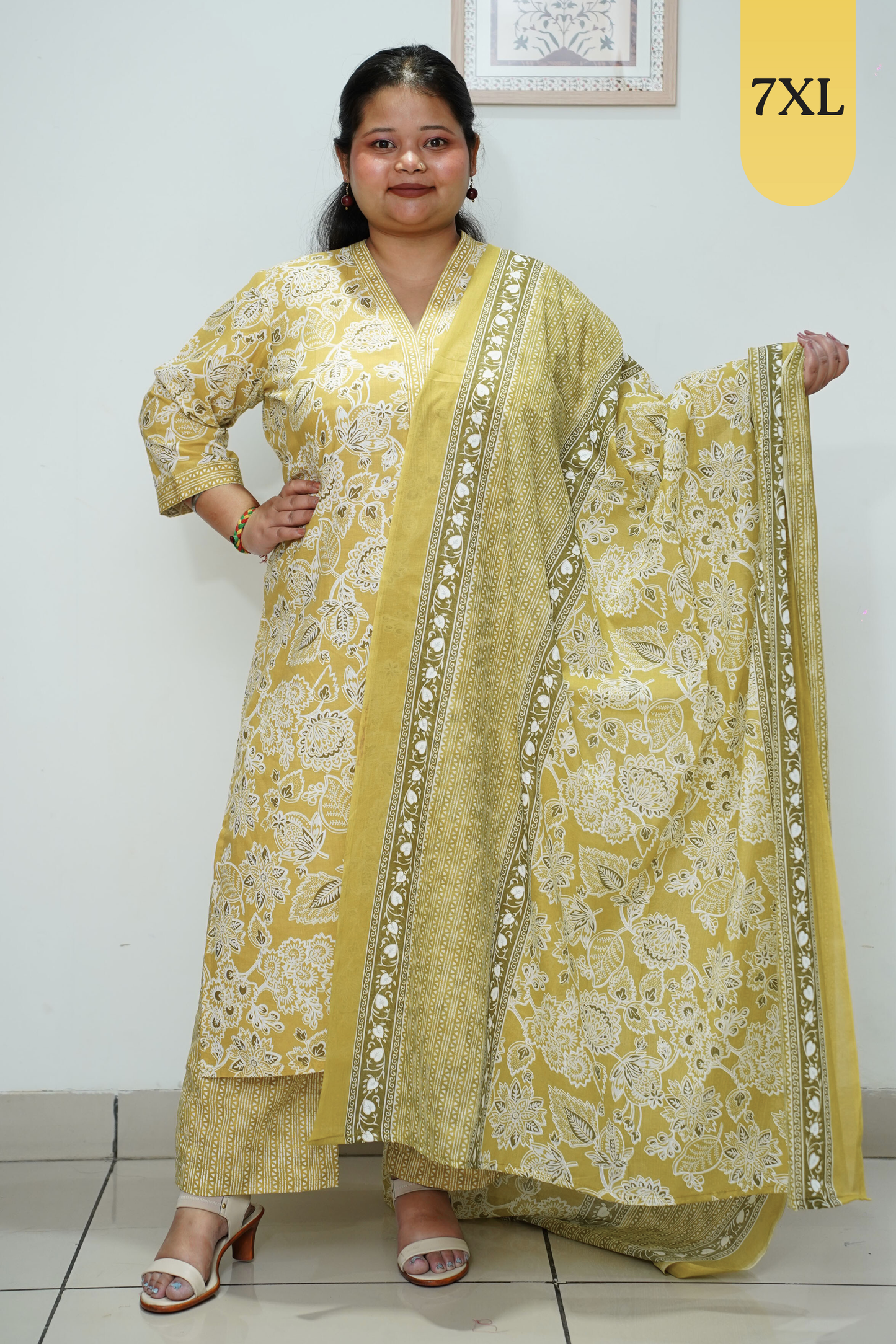 Yellow Mandarin Cotton Straight Cut Suit