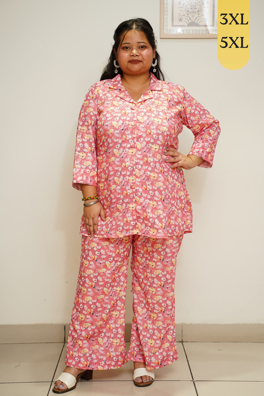 Rose Pink Floral Co-ord Set with Pockets