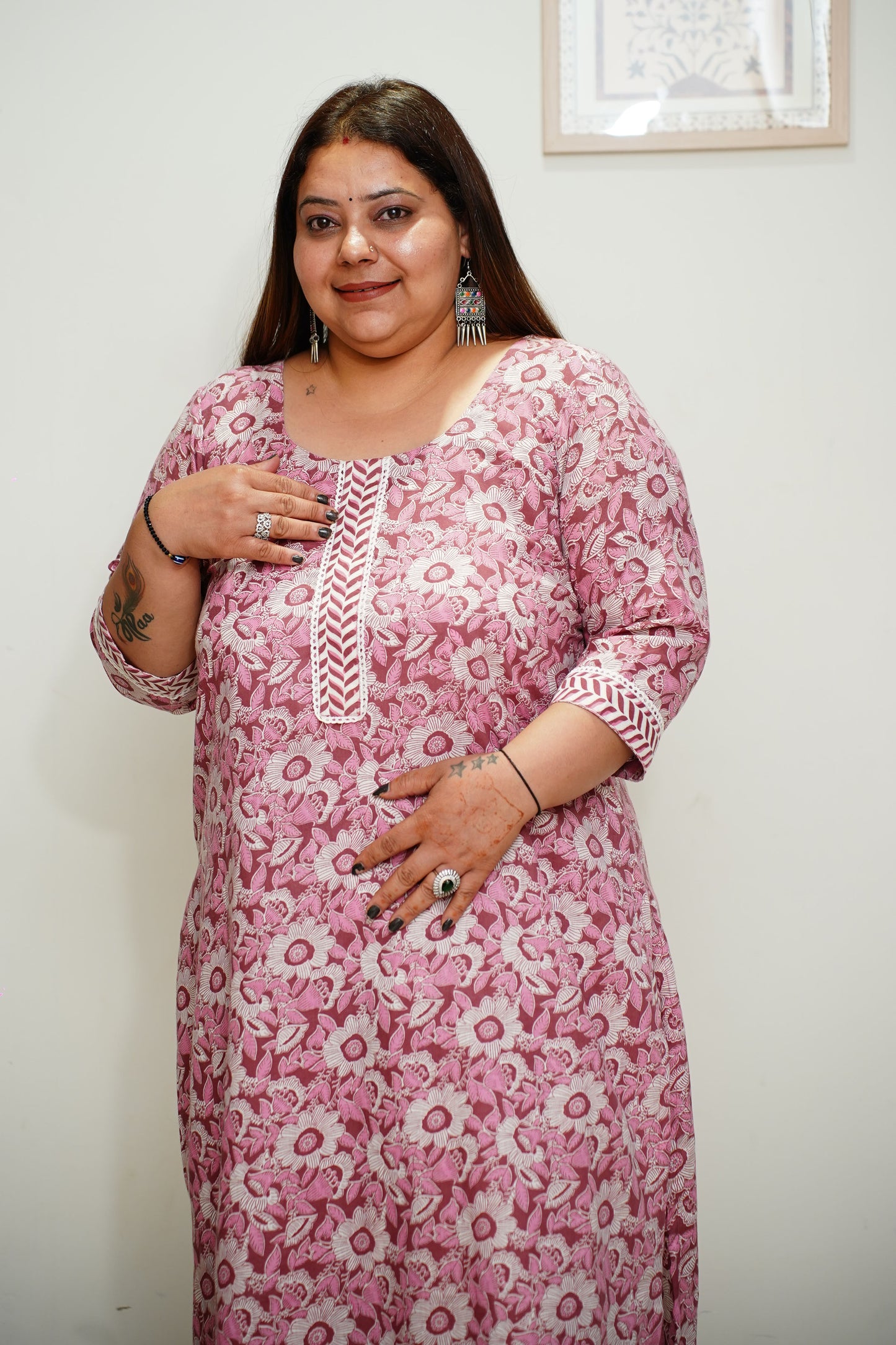 Women Plus Size Maroon Floral Cotton Salwar Suit
