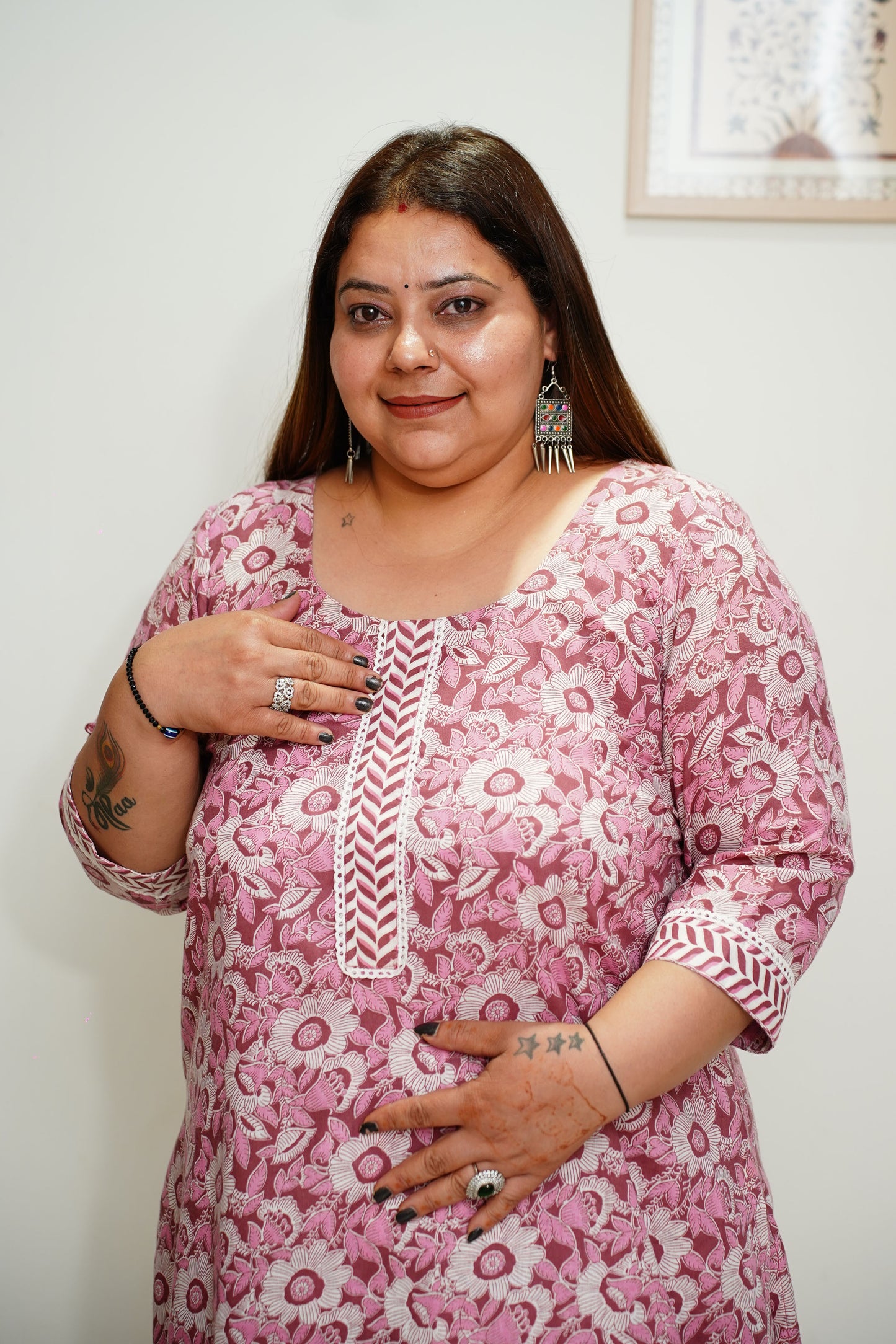 Women Plus Size Maroon Floral Cotton Salwar Suit