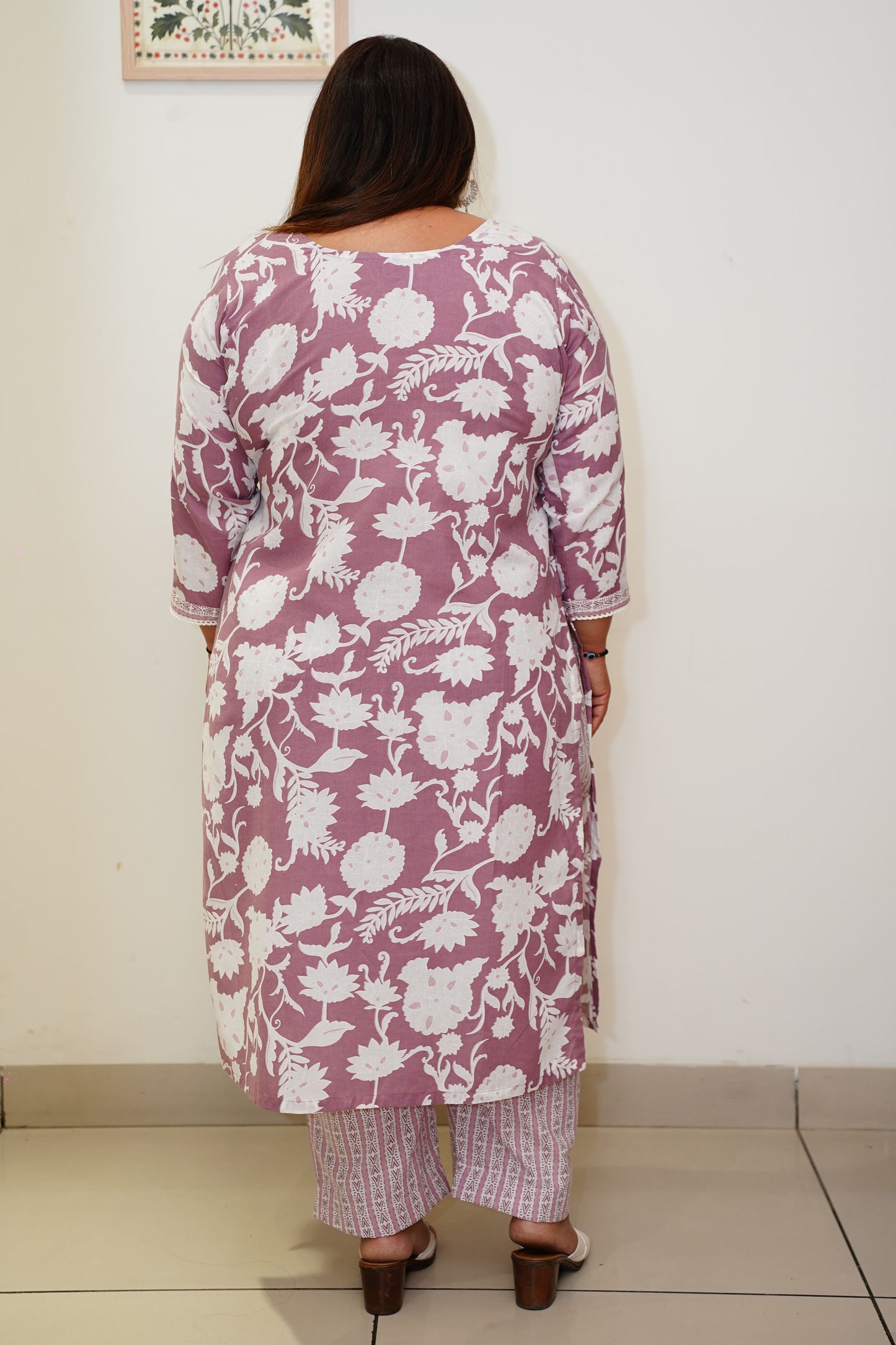 Women Plus Size Onion Cotton Straight Cut Suit Set