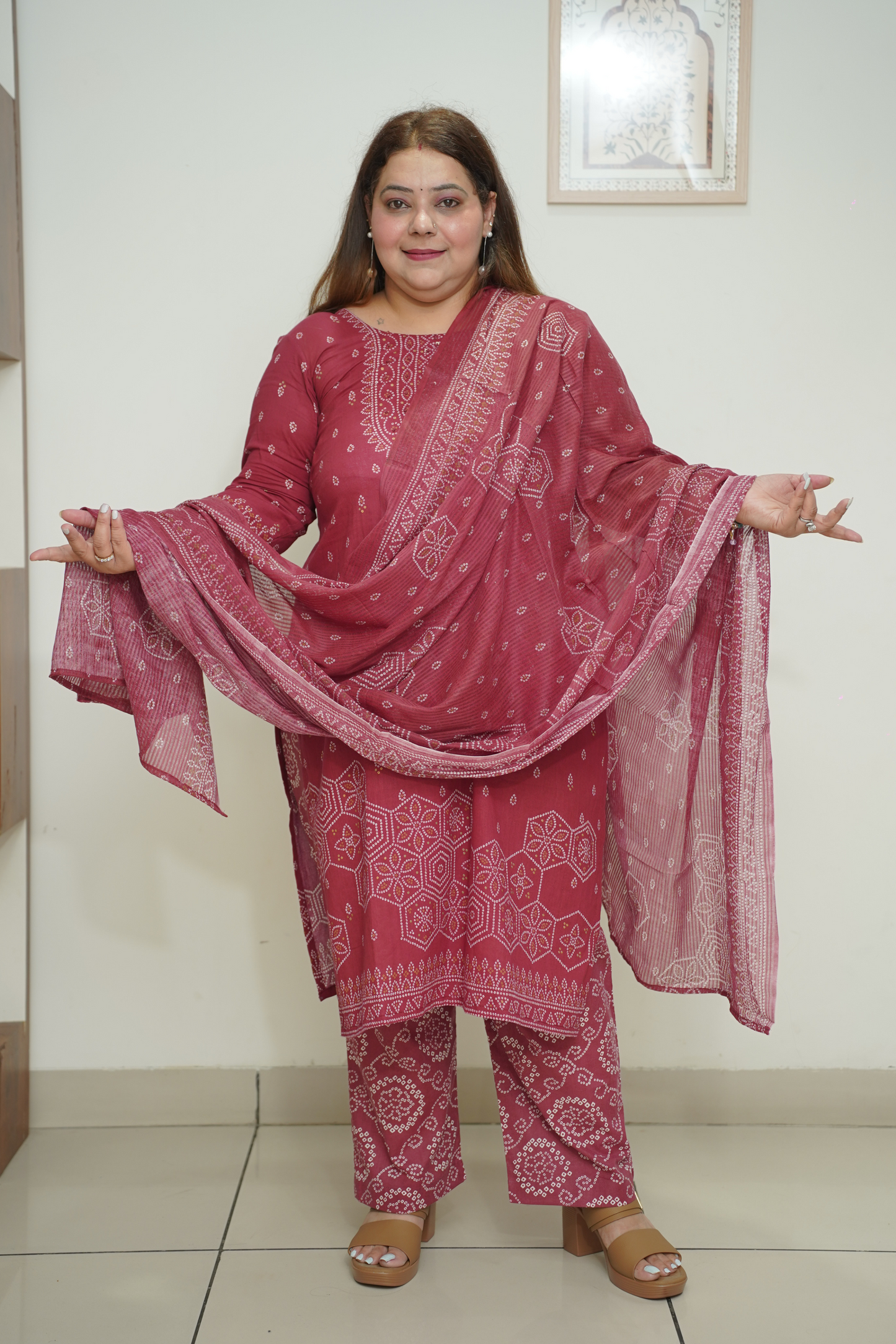 Maroon Jaipuri Print Suit Set