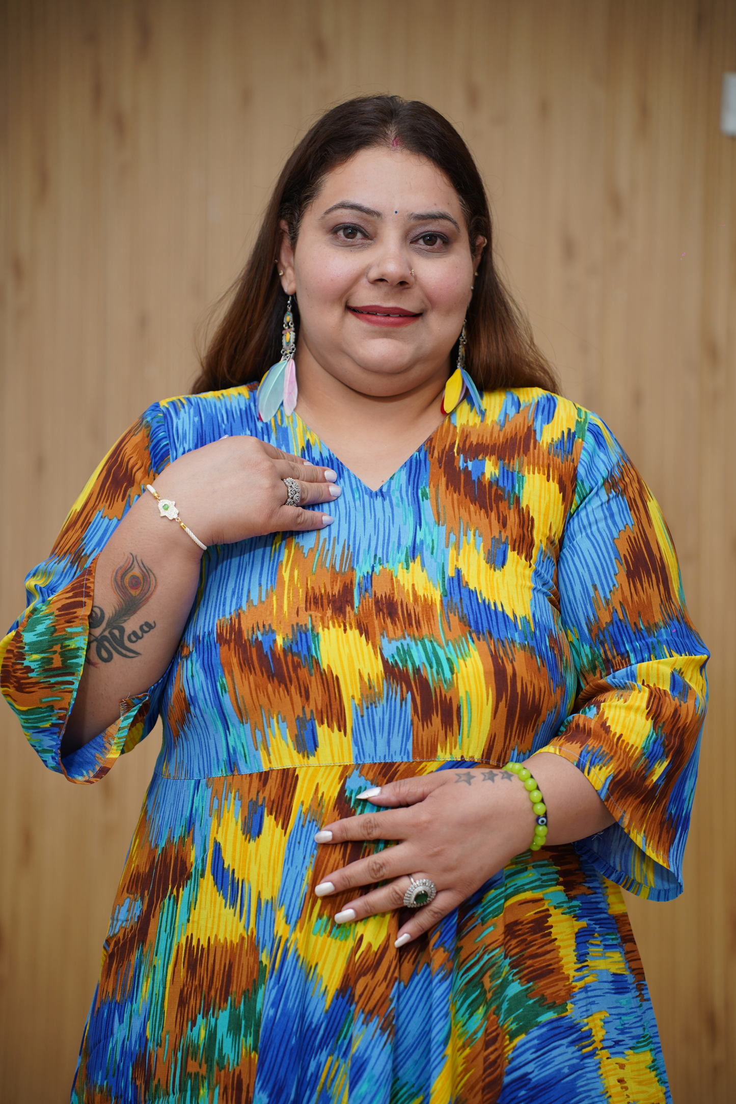 Neon Blue Collared Dress With Pockets