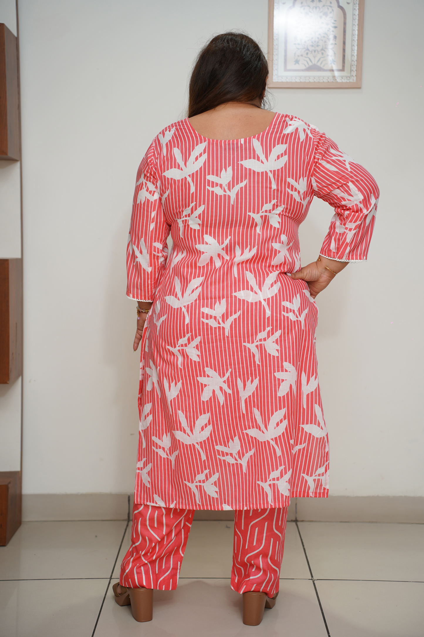 Red Floral Cotton Suit Set