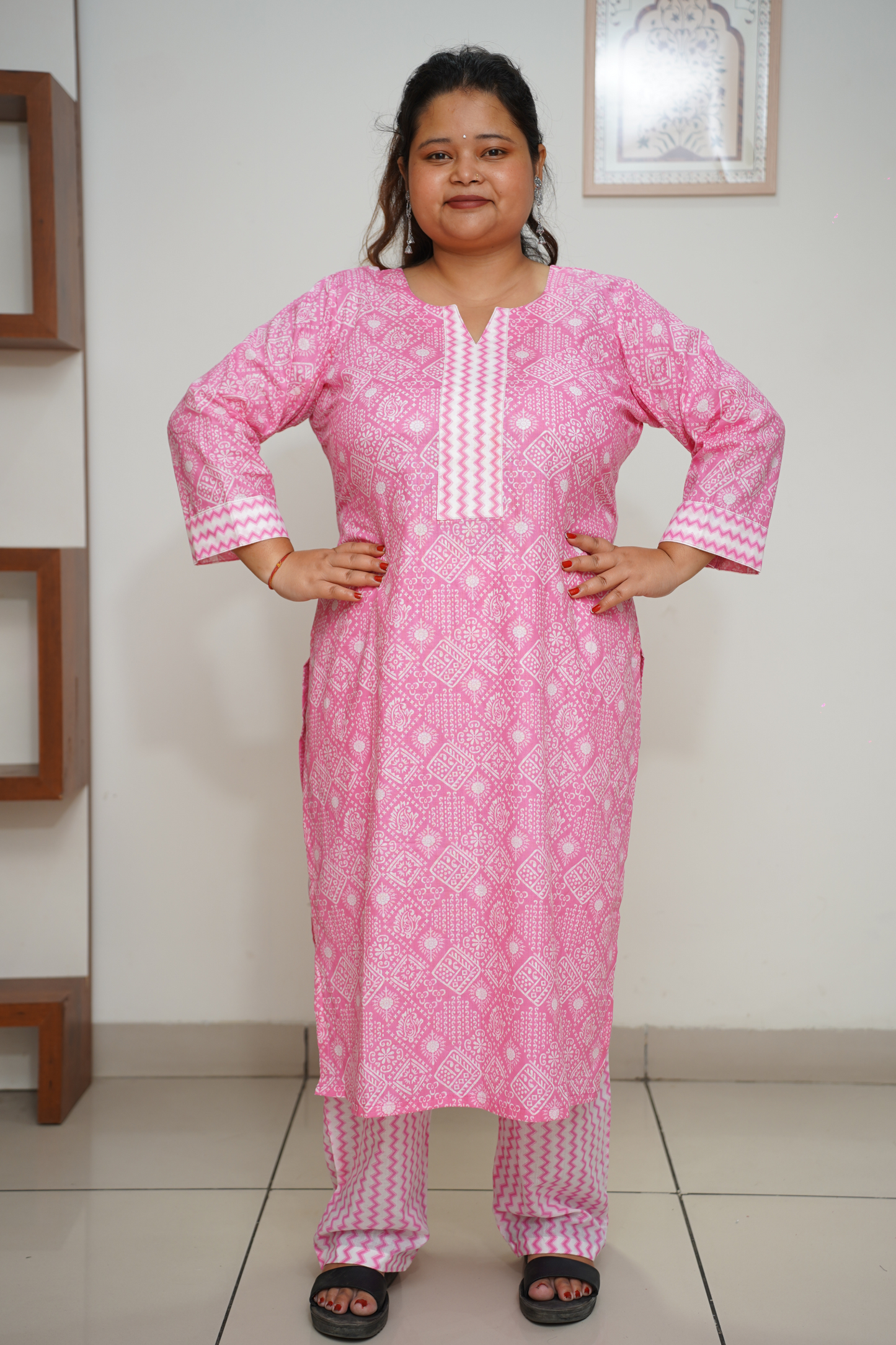 Pink Bandhani Cotton Suit Set