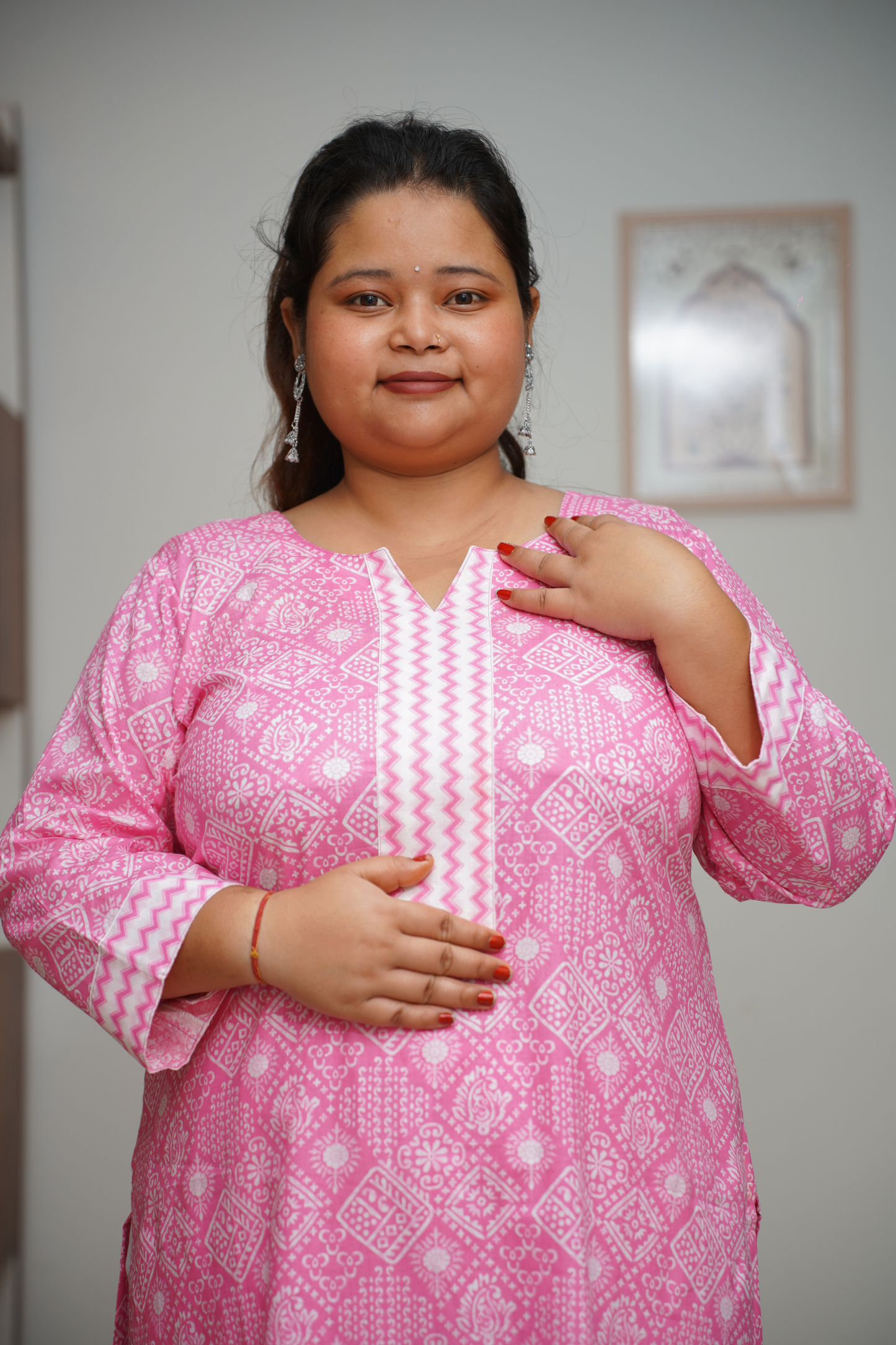 Pink Bandhani Cotton Suit Set