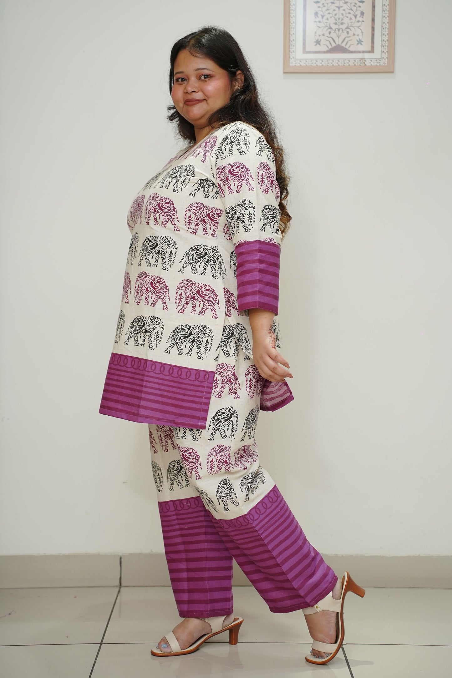 Wine Safari Printed Cotton Co-ord Set