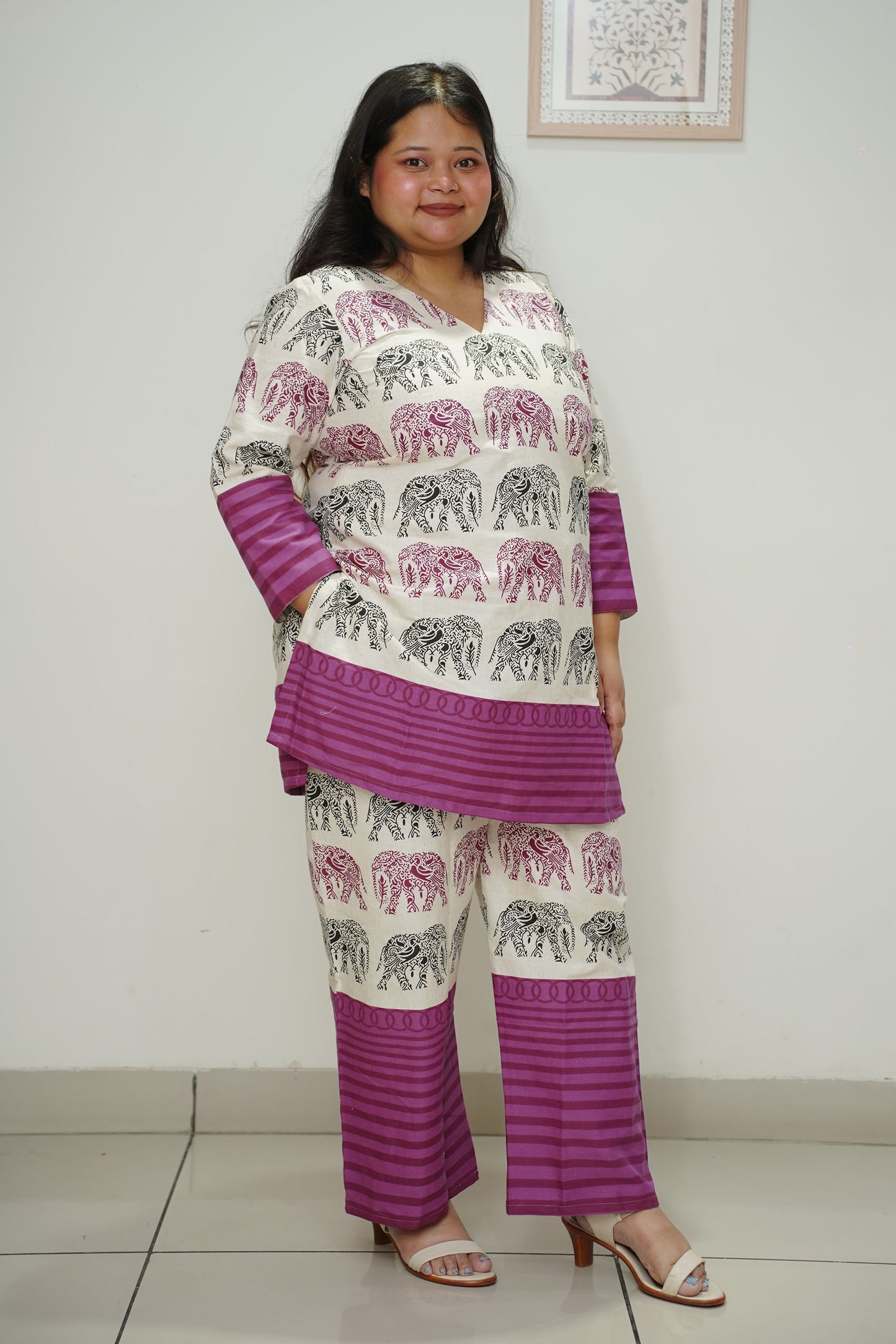 Wine Safari Printed Cotton Co-ord Set