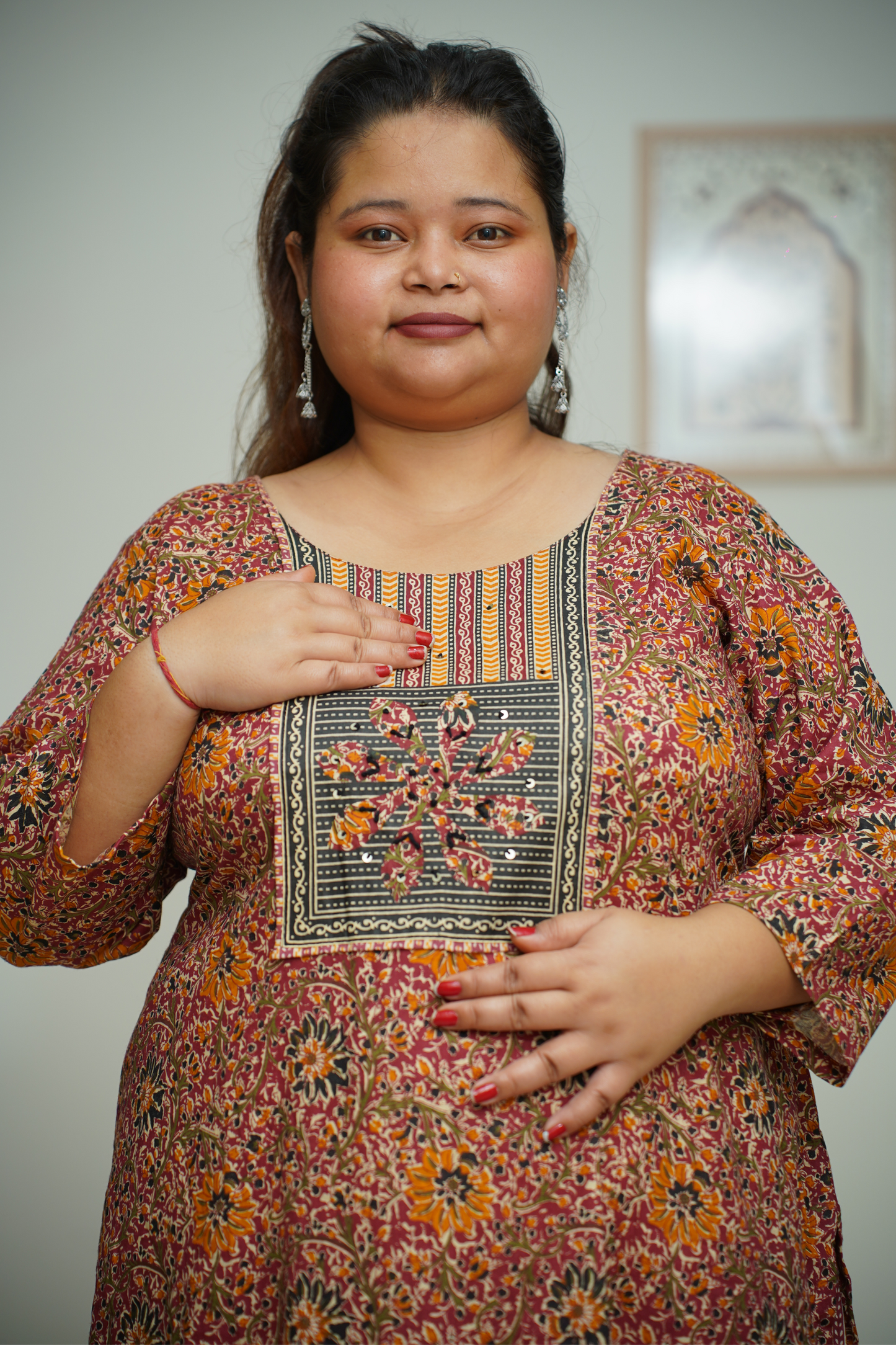 Rust Floral Cotton Suit Set