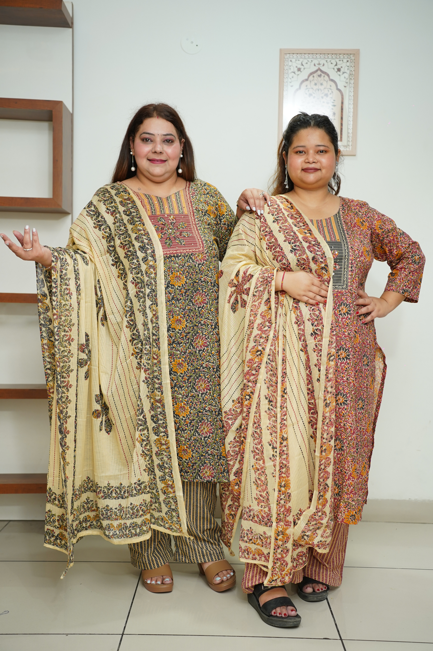 Rust Floral Cotton Suit Set