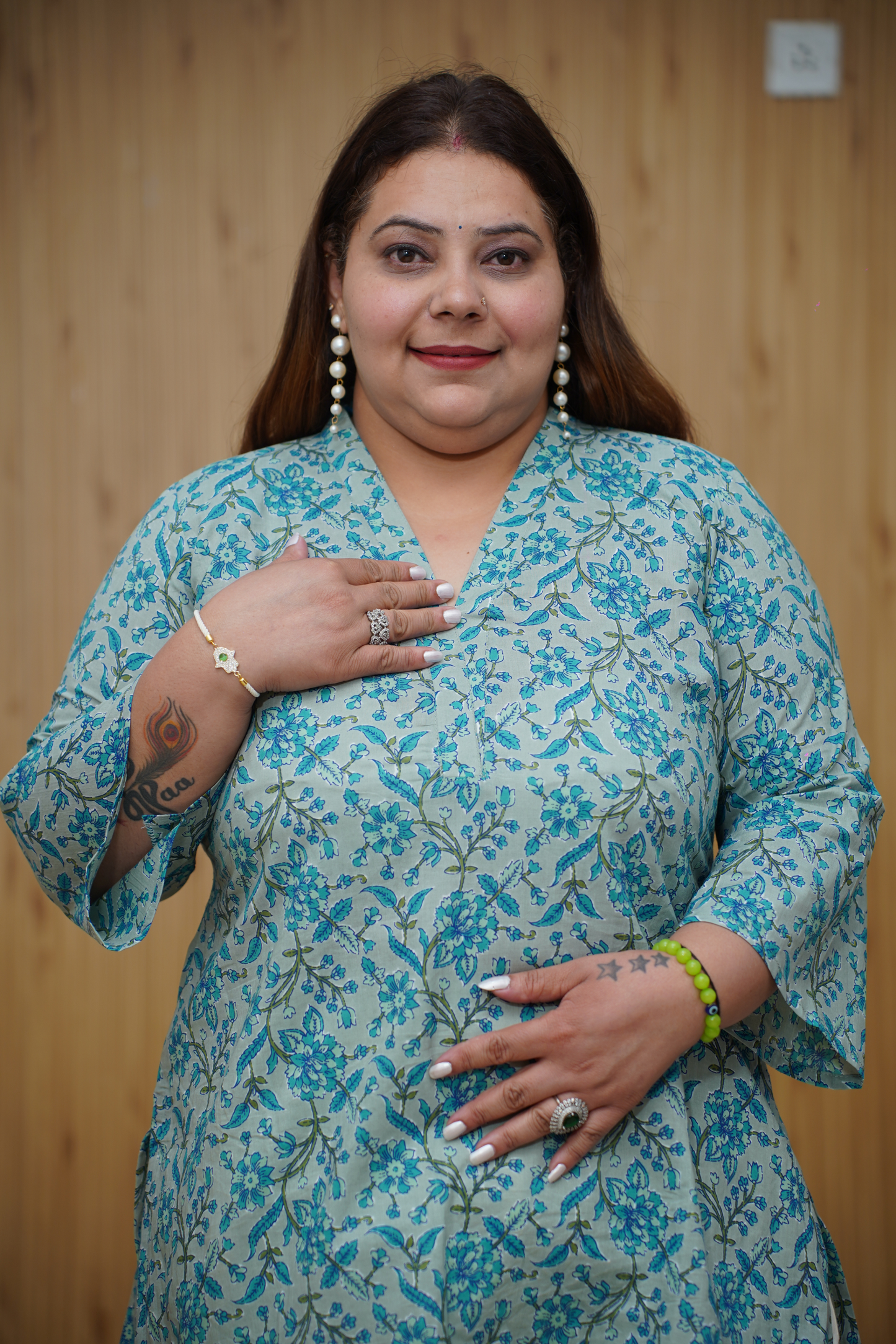 Greyish Blue Cotton Mandarin Kurta