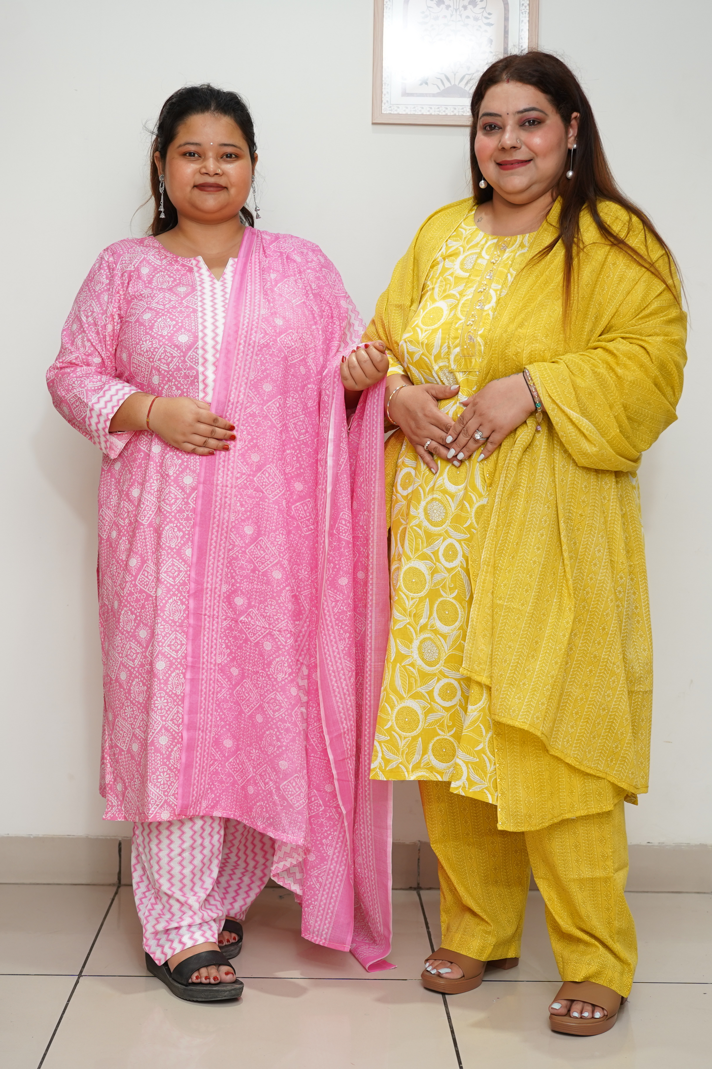 Yellow Floral Cotton Suit Set