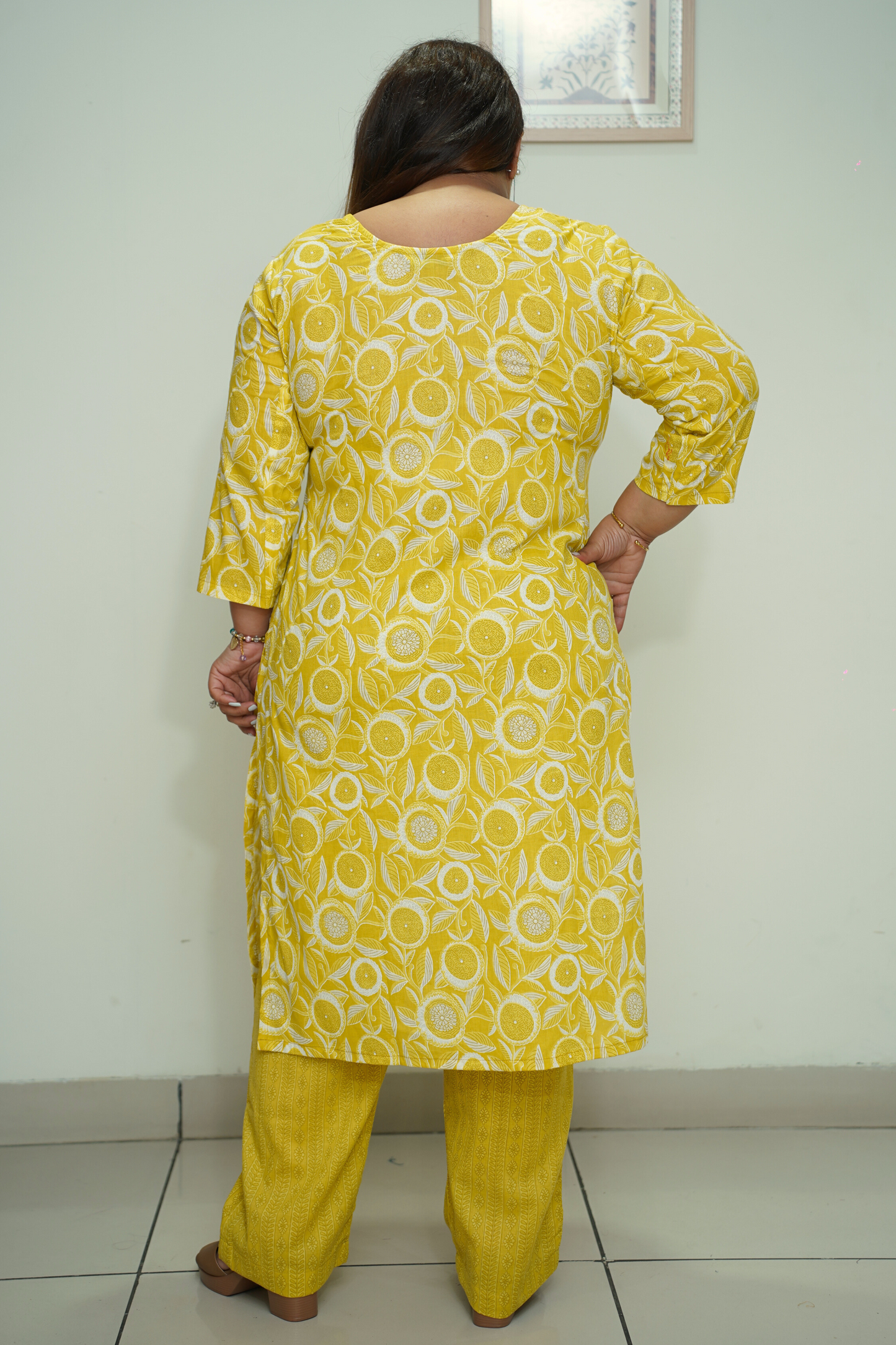 Yellow Floral Cotton Suit Set