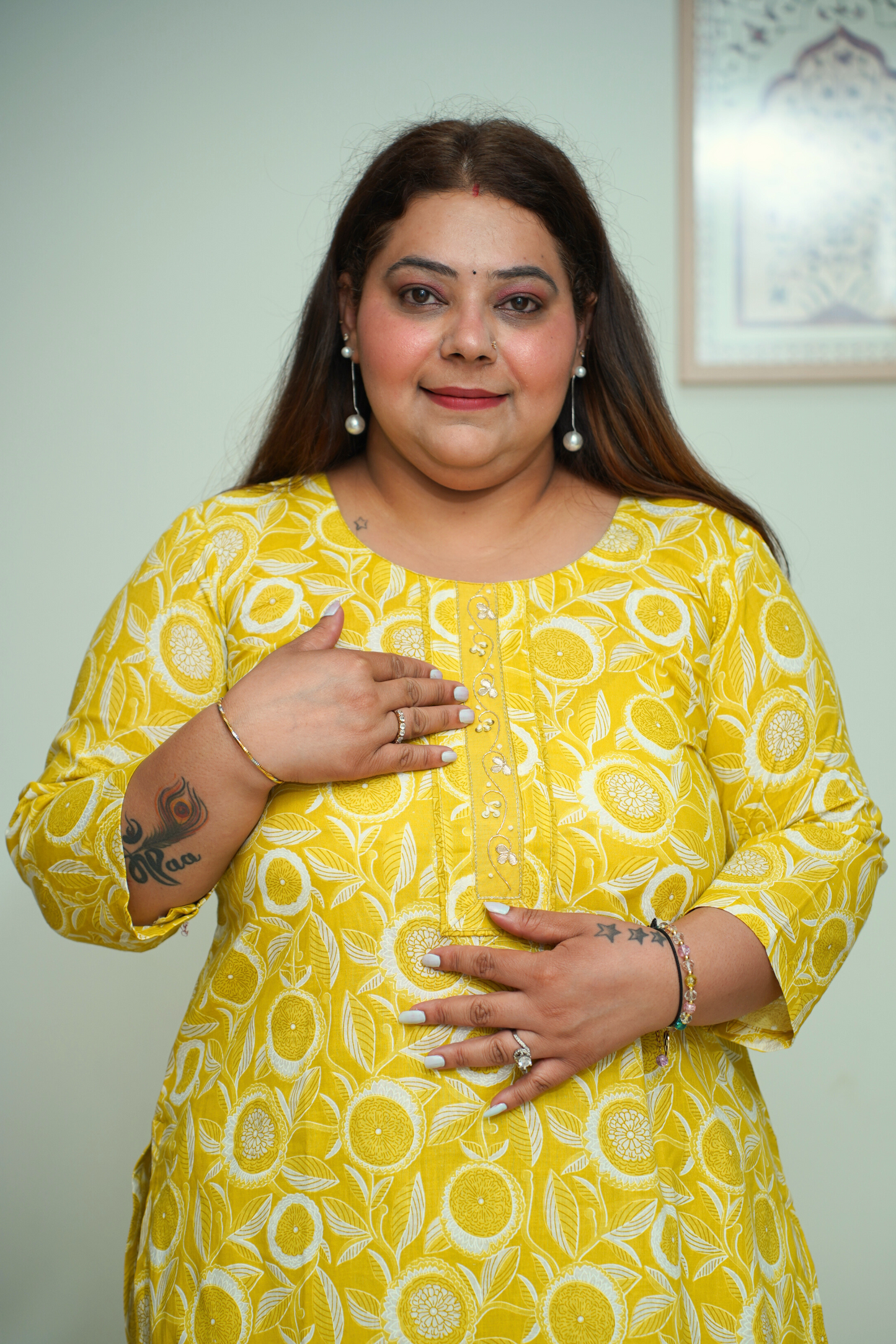 Yellow Floral Cotton Suit Set