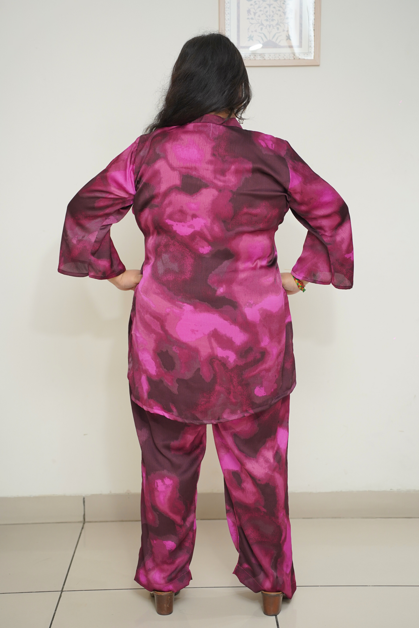 Deep Wine Abstract Printed Co-ord Set