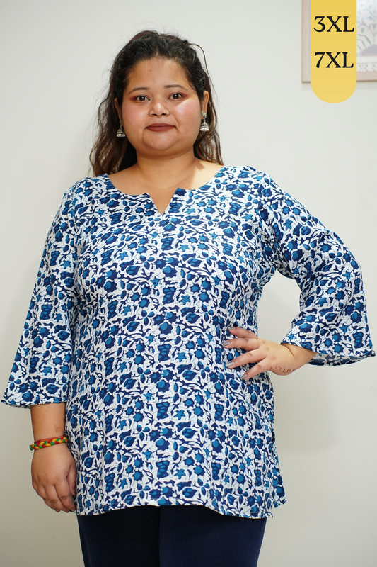 Navy Floral Everyday Rayon Kurta