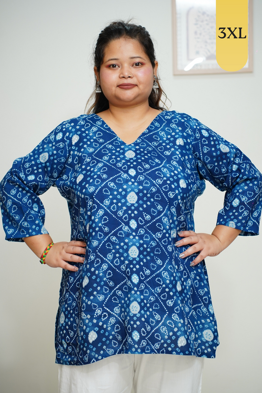 Indigo Bandhani Printed Everyday Kurta