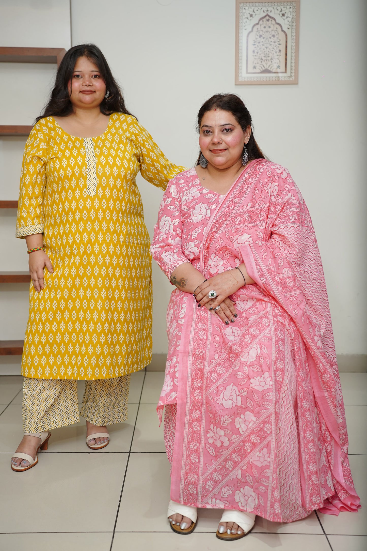 Women Plus Size Deep Yellow Cotton Straight Cut Kurta Set