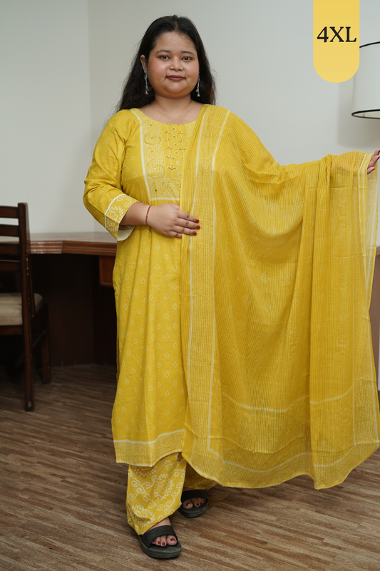 Yellow Cotton Suit Set