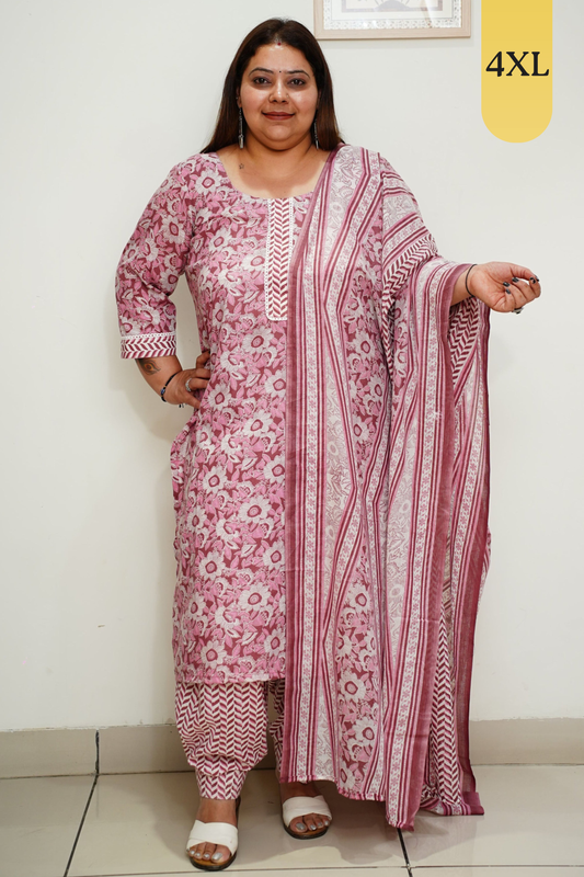 Maroon Floral Cotton Salwar Suit