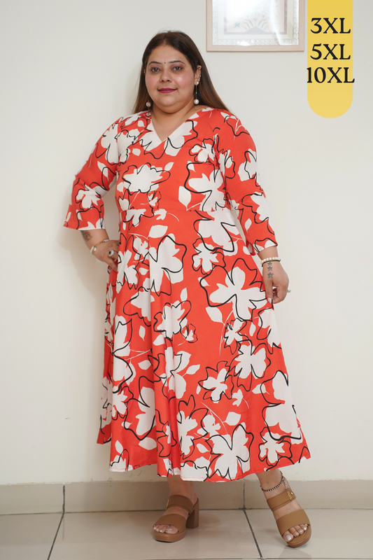 Vibrant Red Flared Dress with Pockets