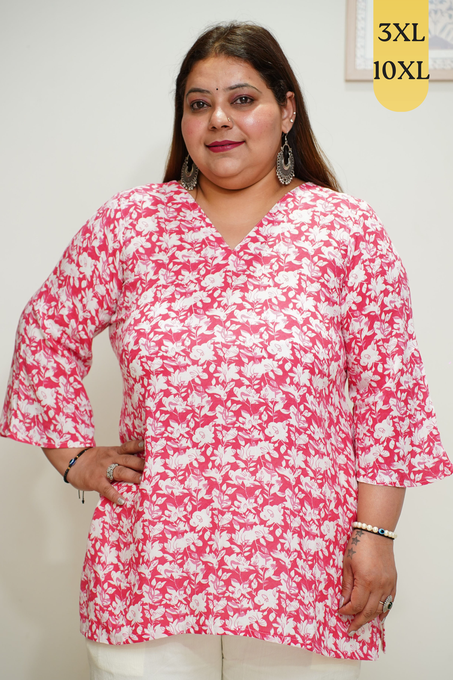 Pink Floral Everyday Rayon Kurta