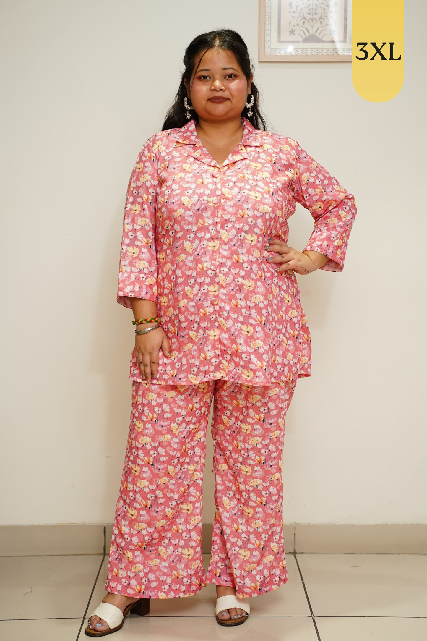 Rose Pink Floral Co-ord Set with Pockets