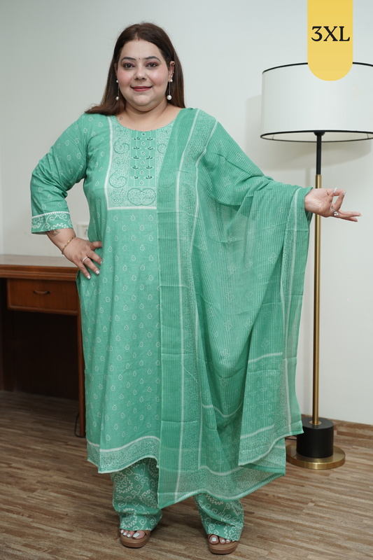 Mint Green Cotton Suit Set
