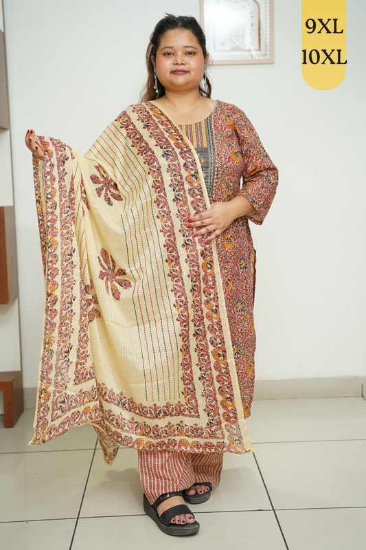 Rust Floral Cotton Suit Set