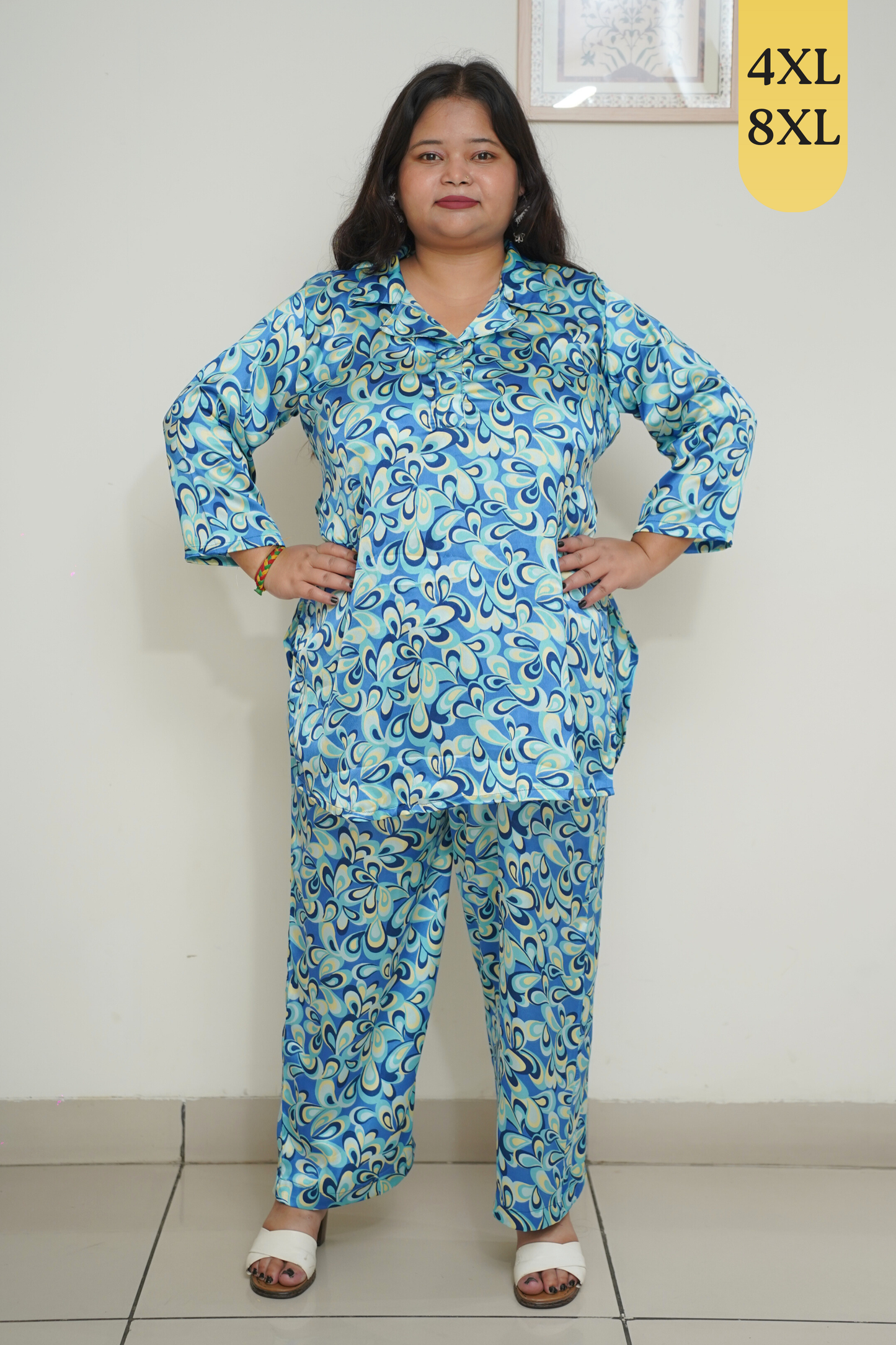 Blue Digital Printed Co-ord Set with Pockets