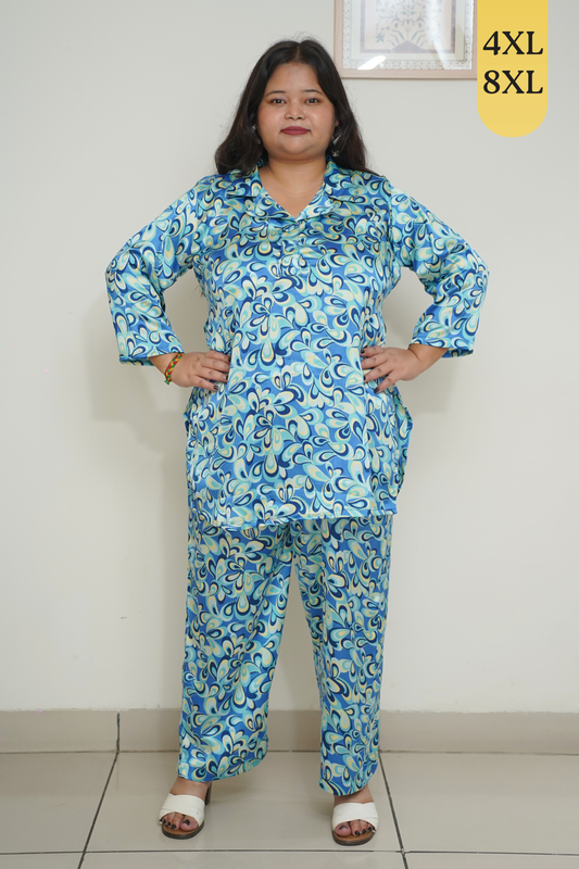 Blue Digital Printed Co-ord Set with Pockets