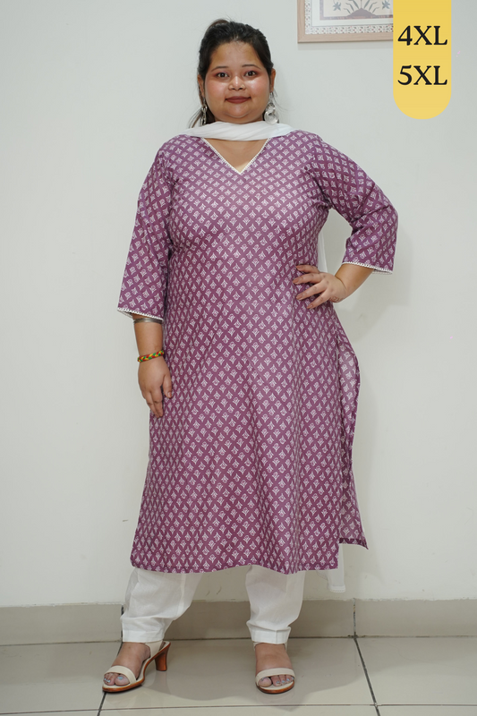 Violet Printed Straight Cut Salwar Suit