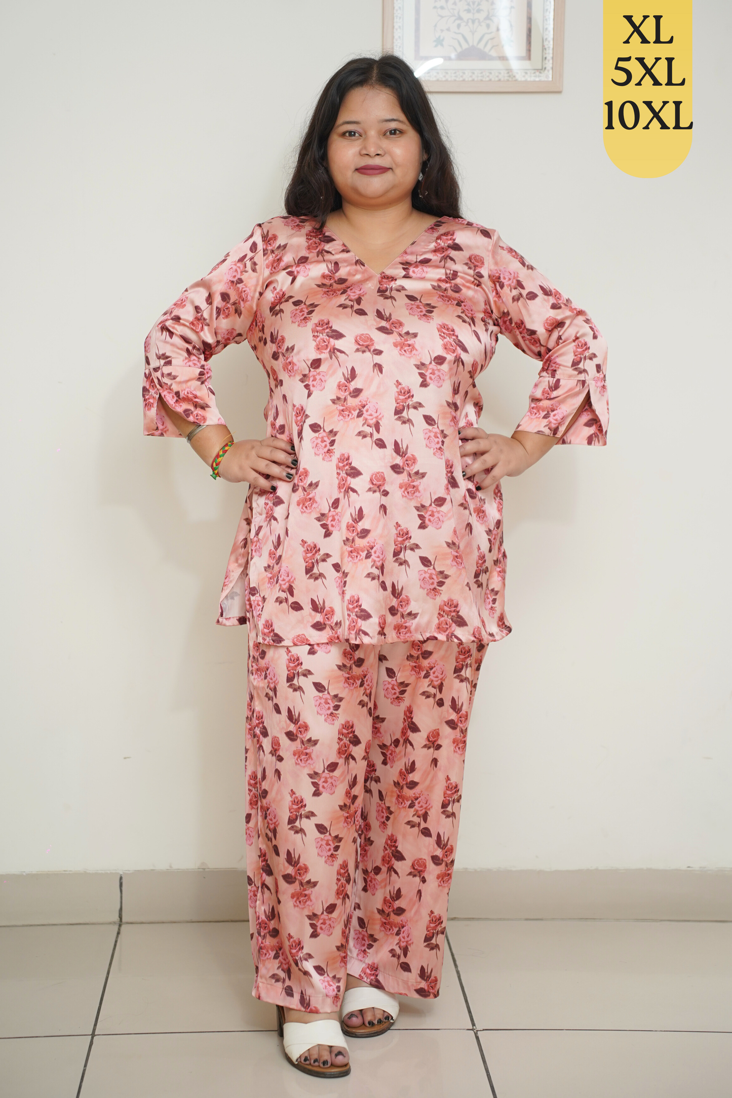 Peach Digital Printed Co-ord Set with Pockets