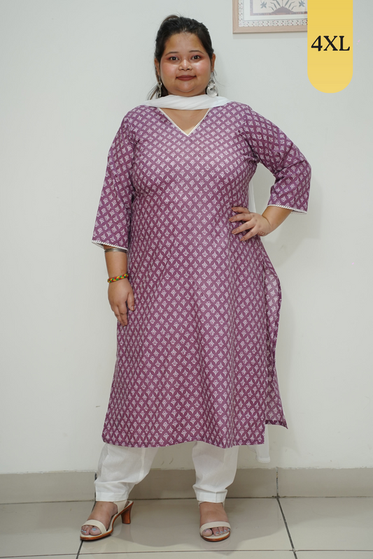 Violet Printed Straight Cut Salwar Suit