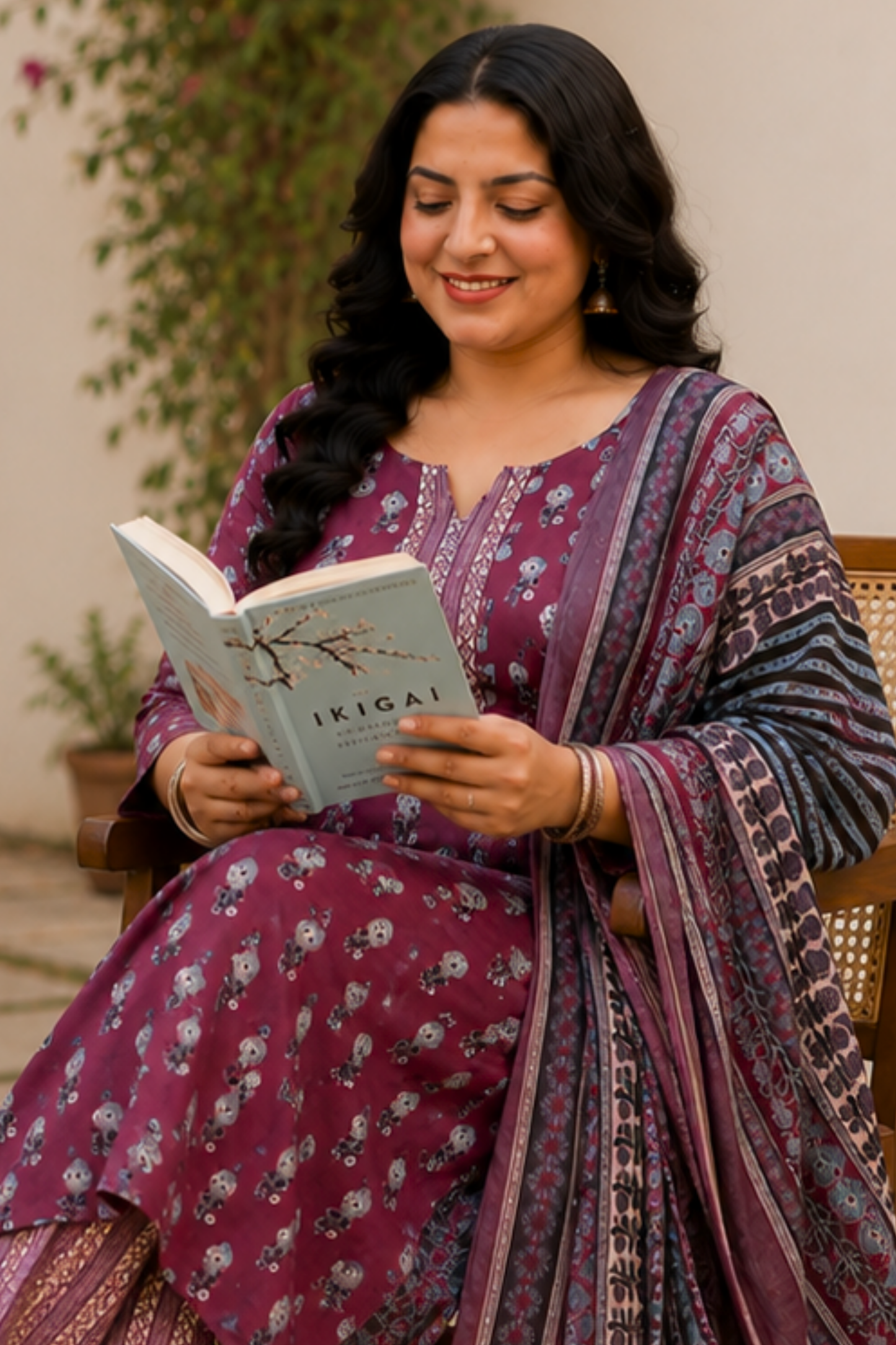 Maroon Floral Printed Cotton Suit Set