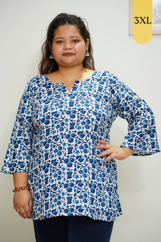 Navy Floral Everyday Rayon Kurta