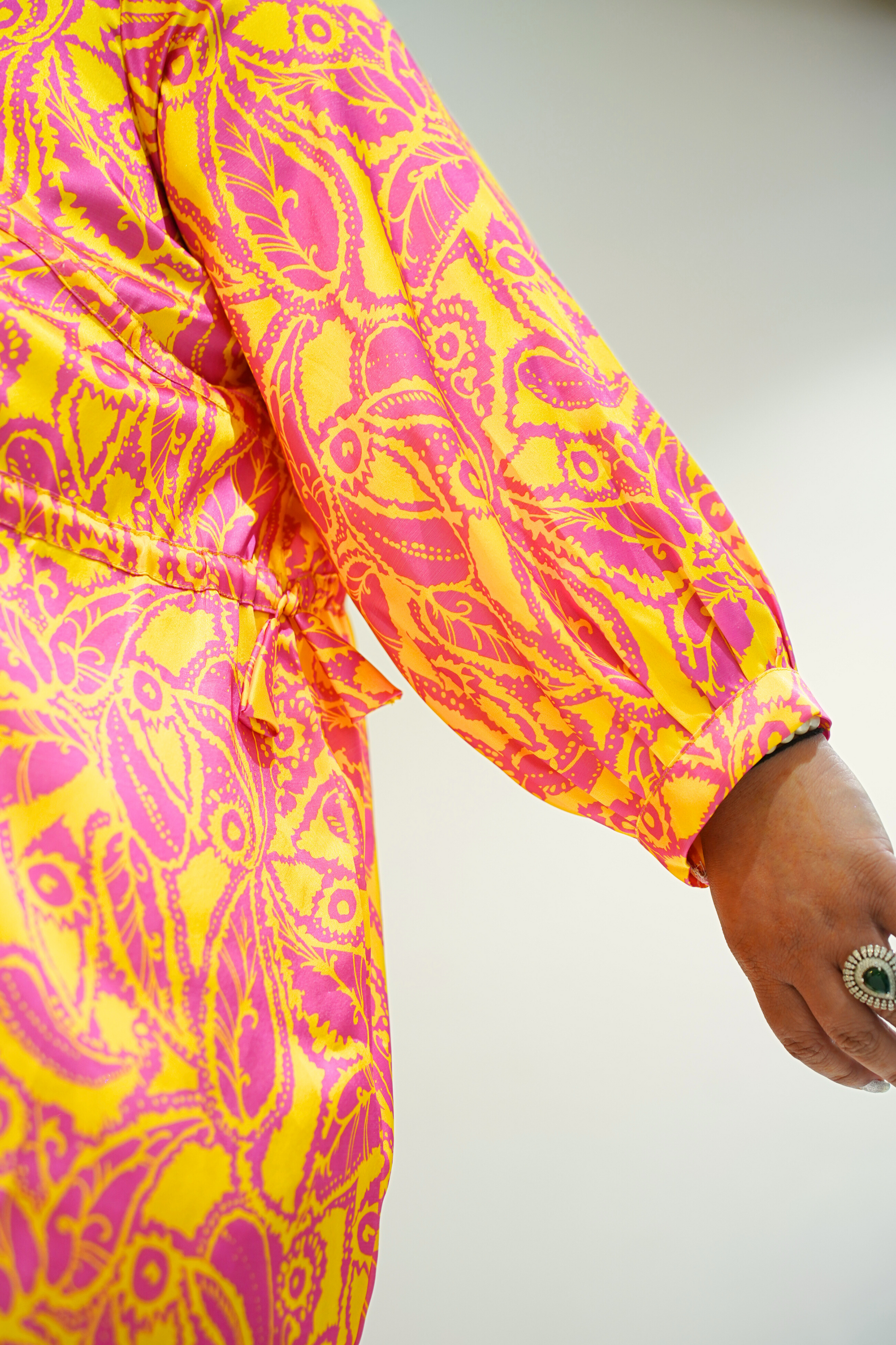 Women Plus Size Neon Yellow Printed Co-ord Set with Pockets