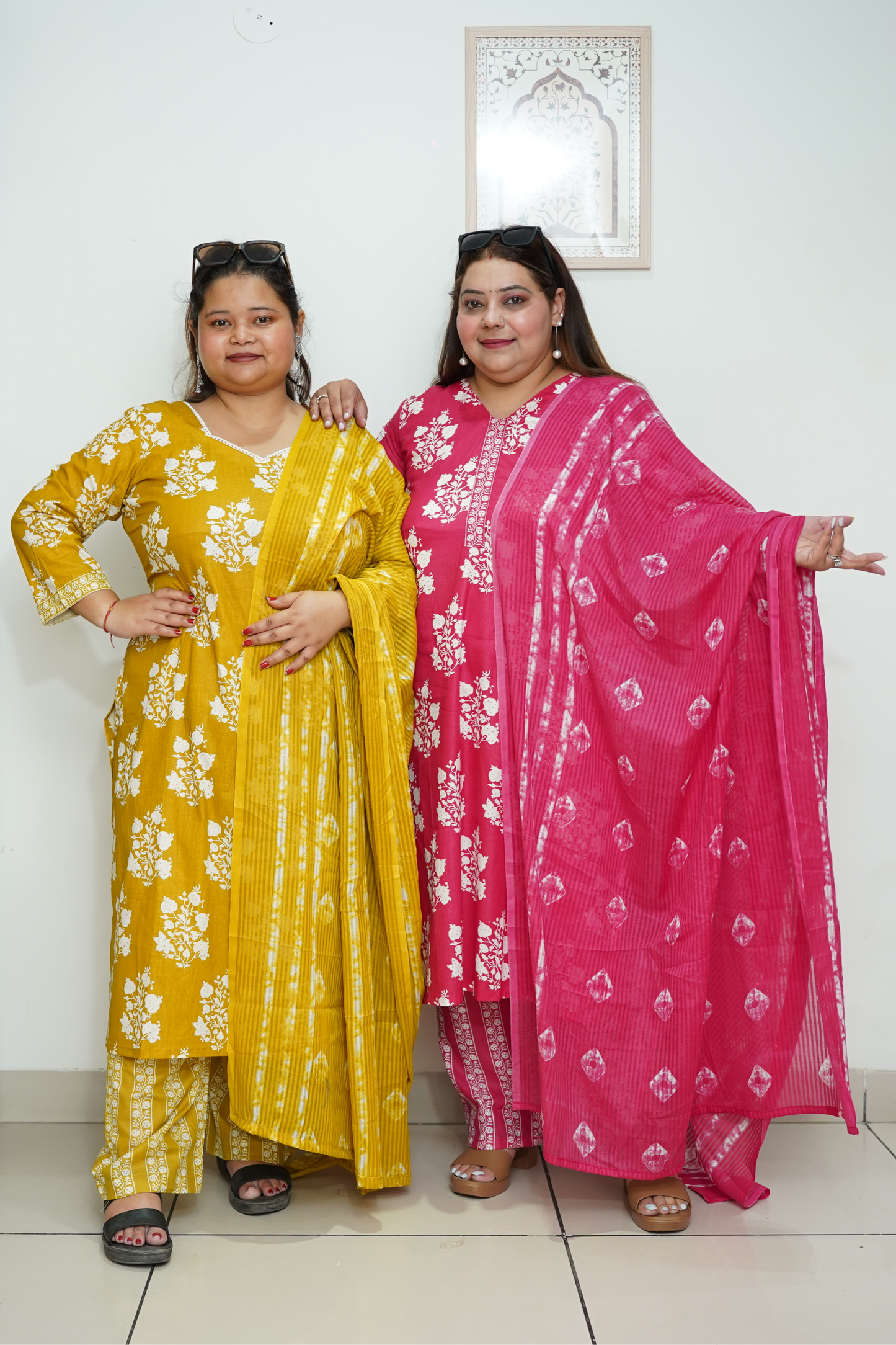 Magenta Floral Cotton Suit Set