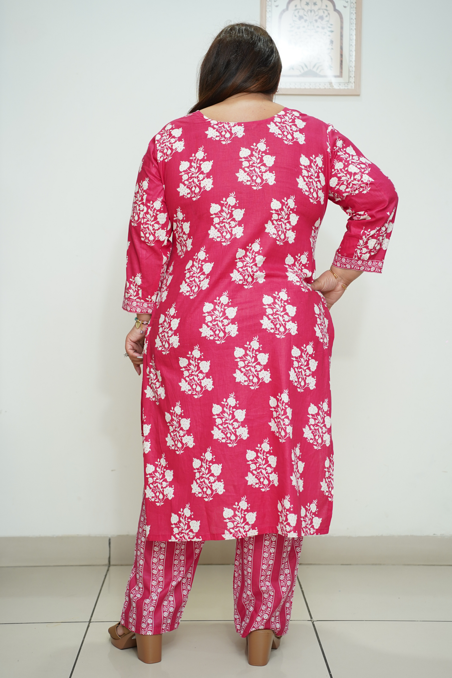 Magenta Floral Cotton Suit Set