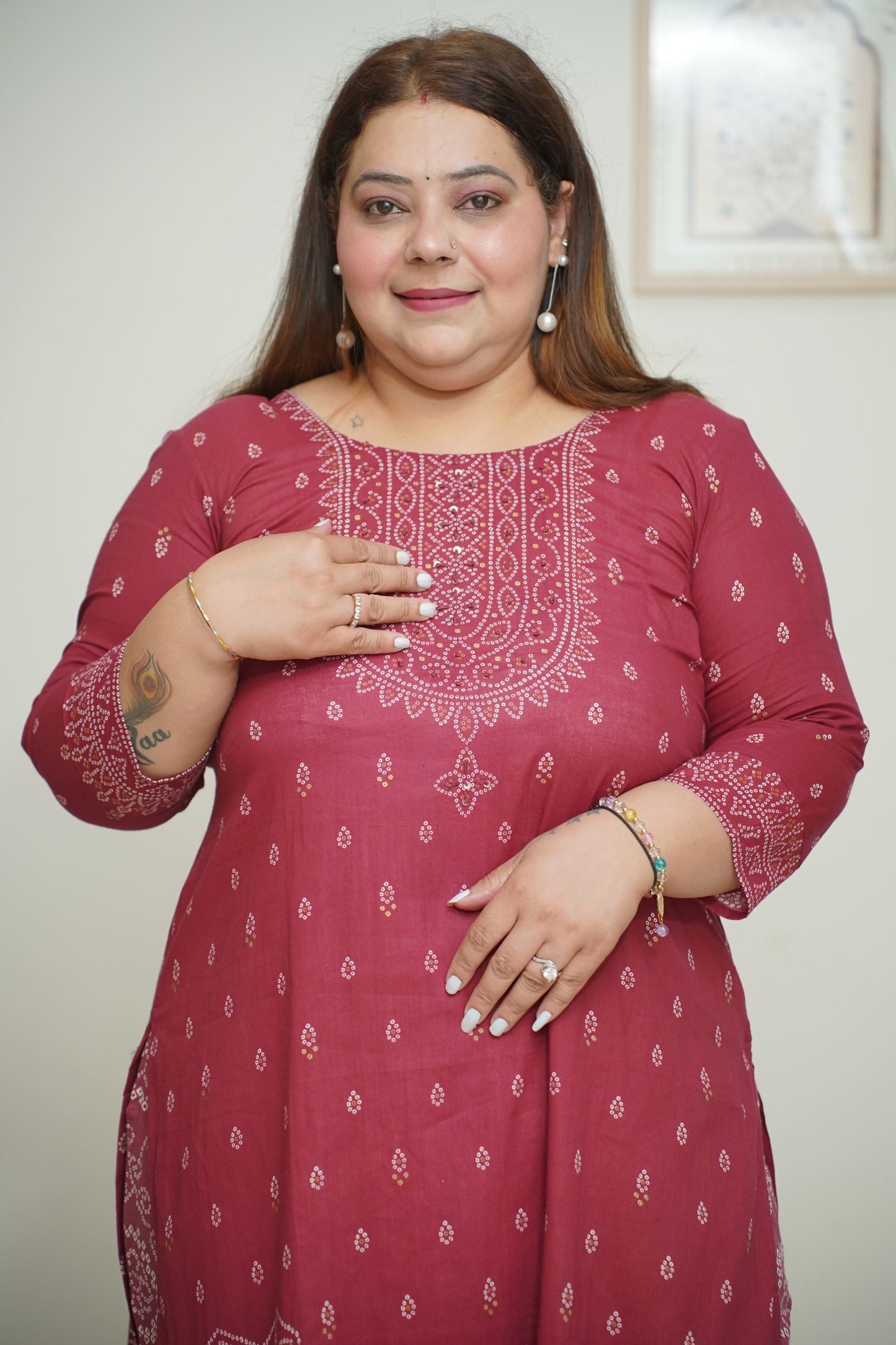 Maroon Jaipuri Print Suit Set