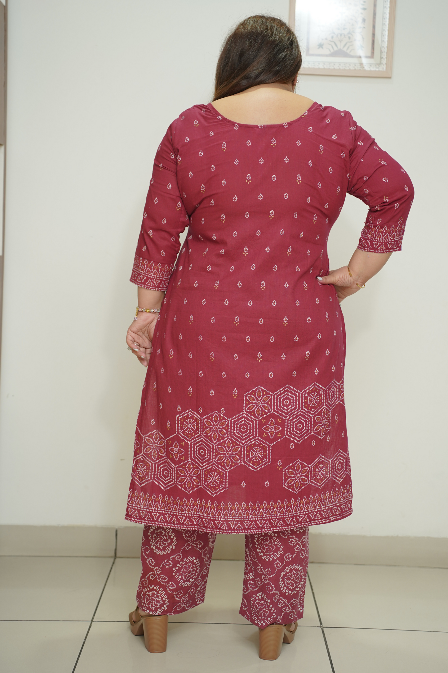 Maroon Jaipuri Print Suit Set