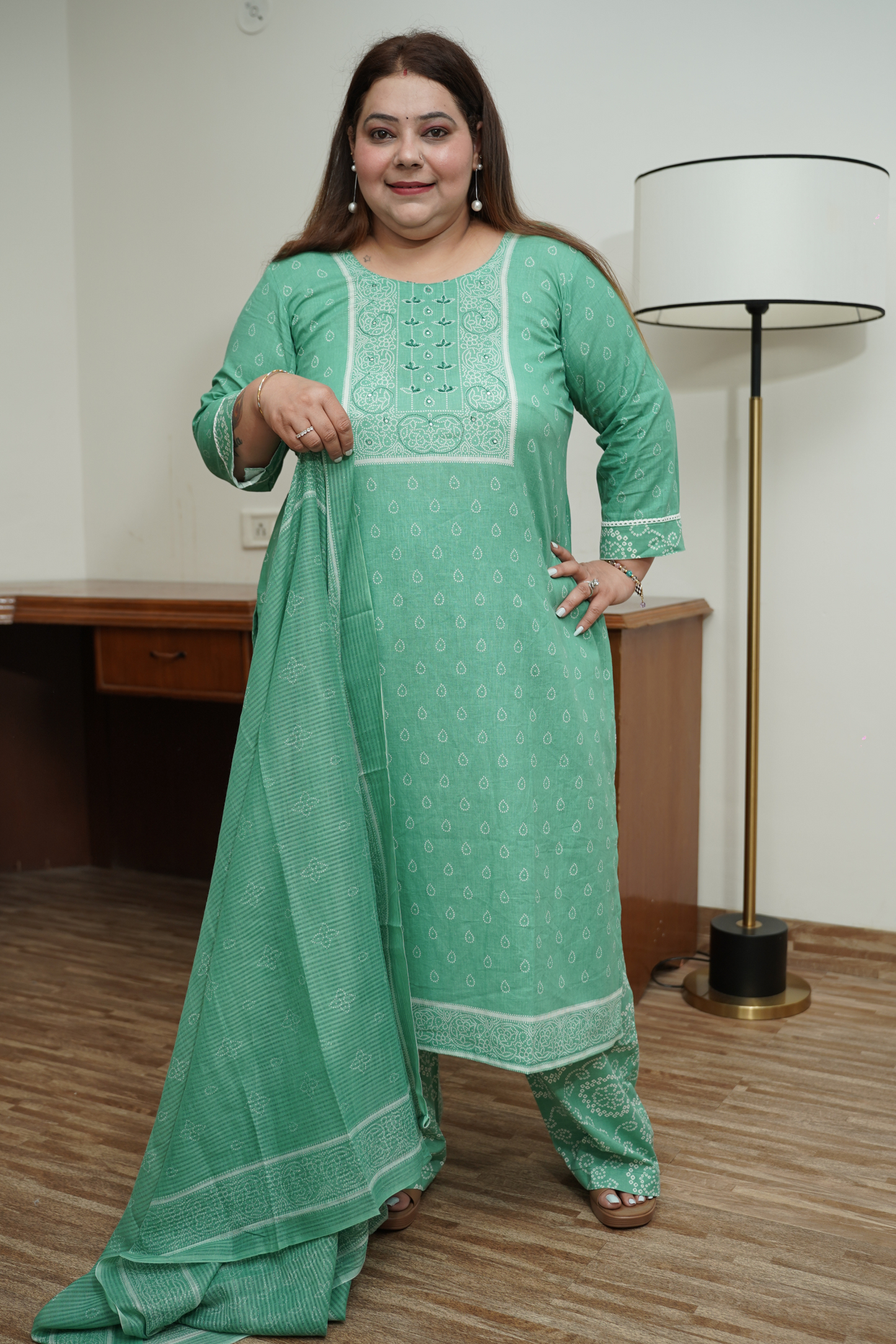 Mint Green Cotton Suit Set