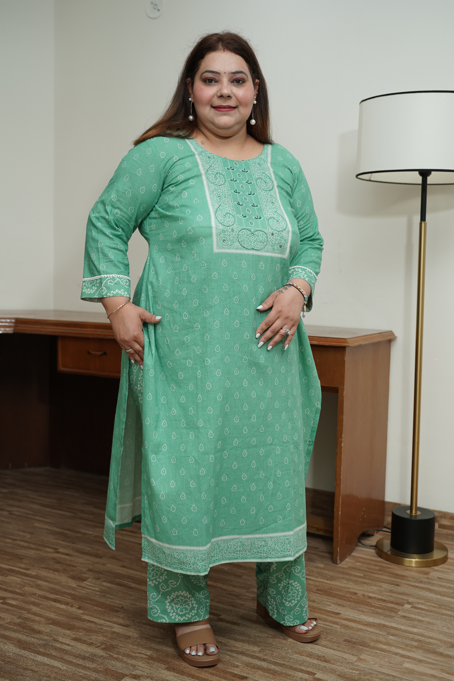 Mint Green Cotton Suit Set