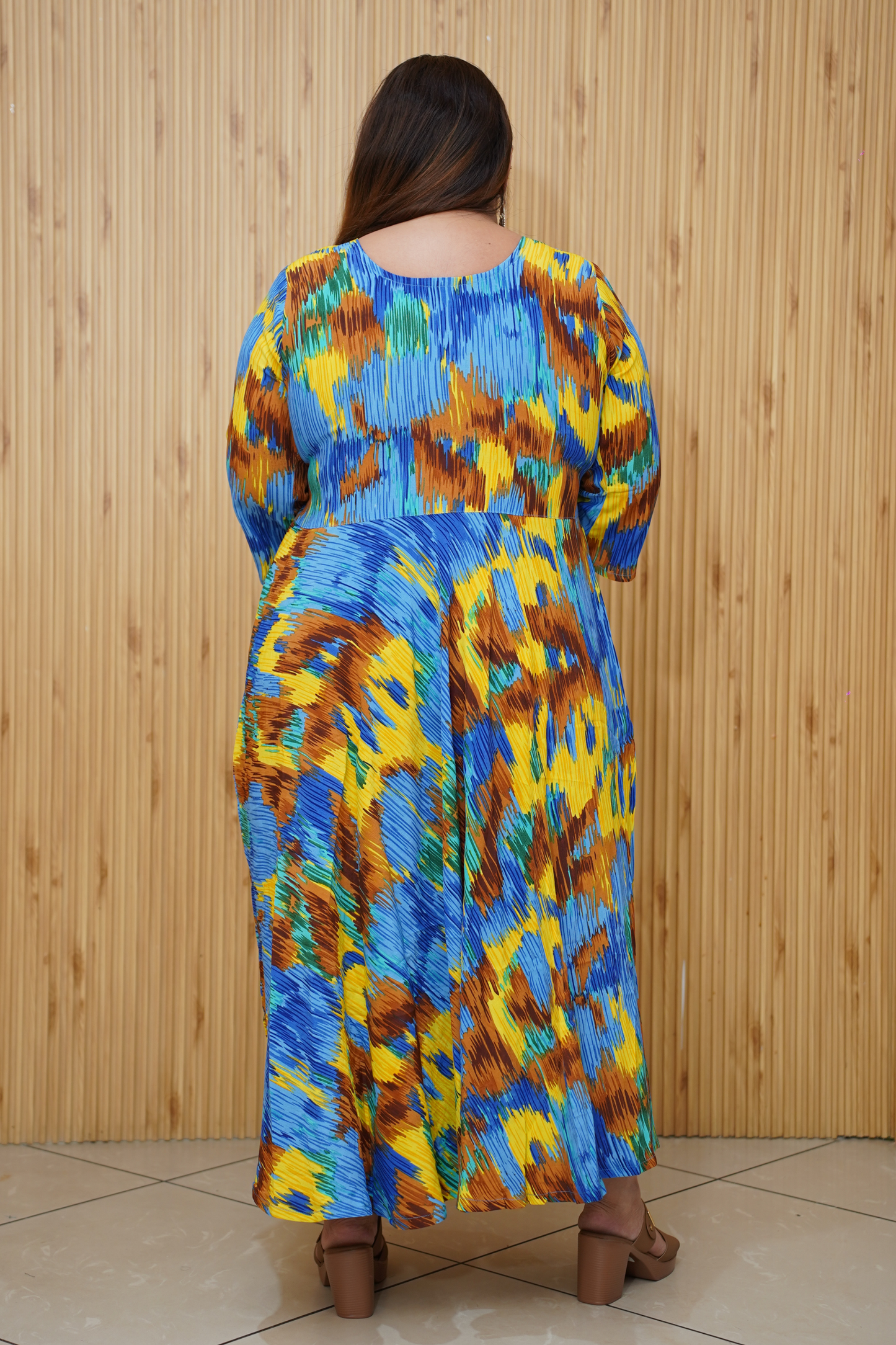 Neon Blue Collared Dress With Pockets