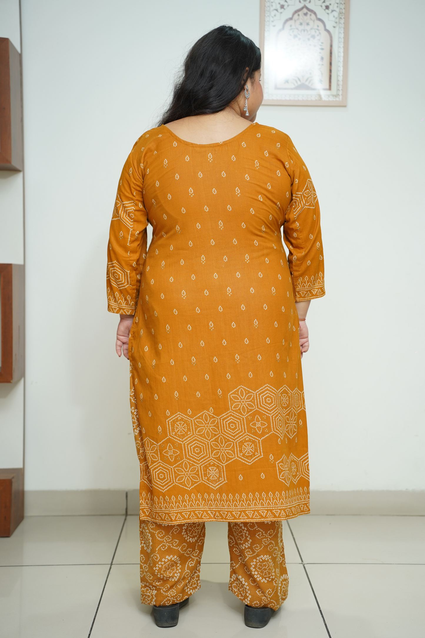 Mustard Jaipuri Print Suit Set