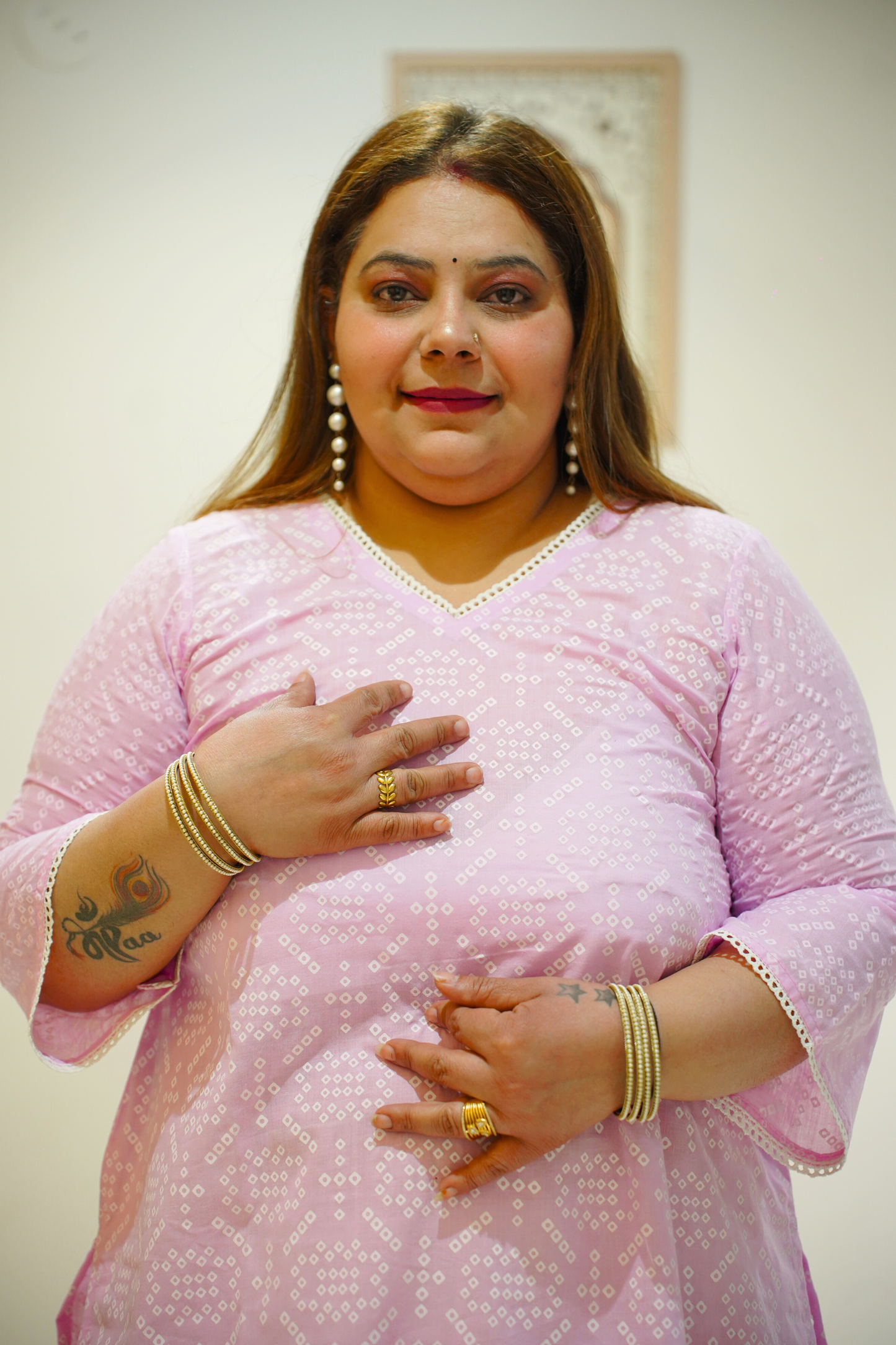 Pink Cotton Jaipuri Print Kurta