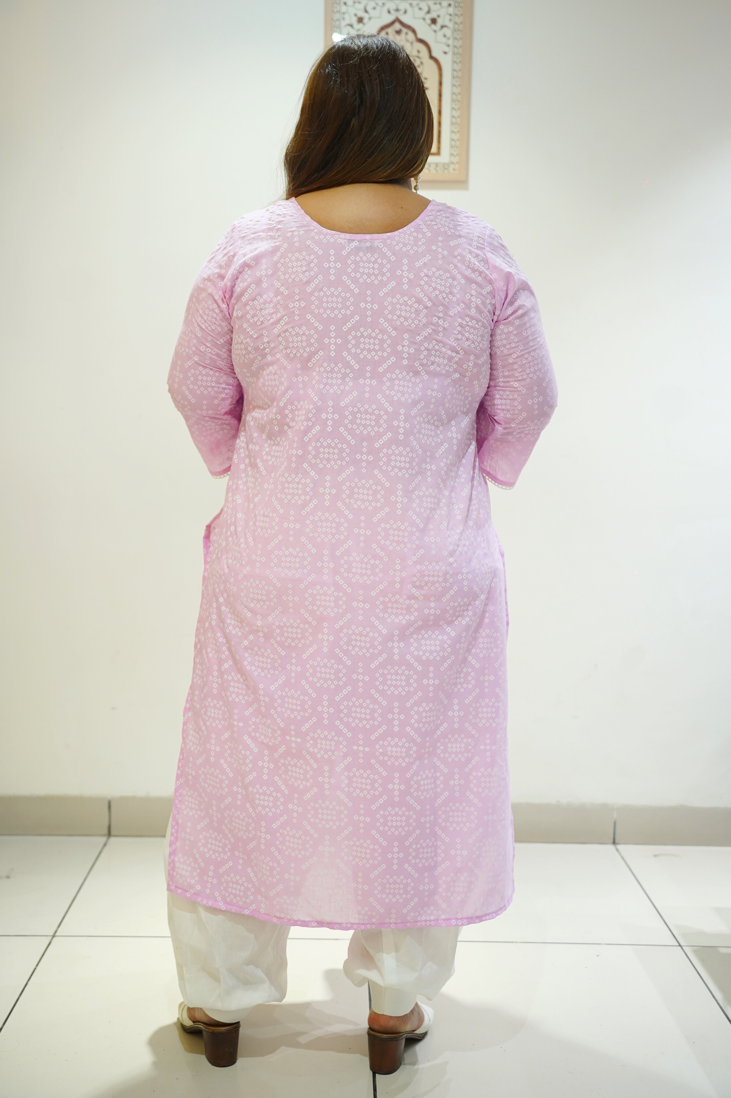 Pink Cotton Jaipuri Print Kurta