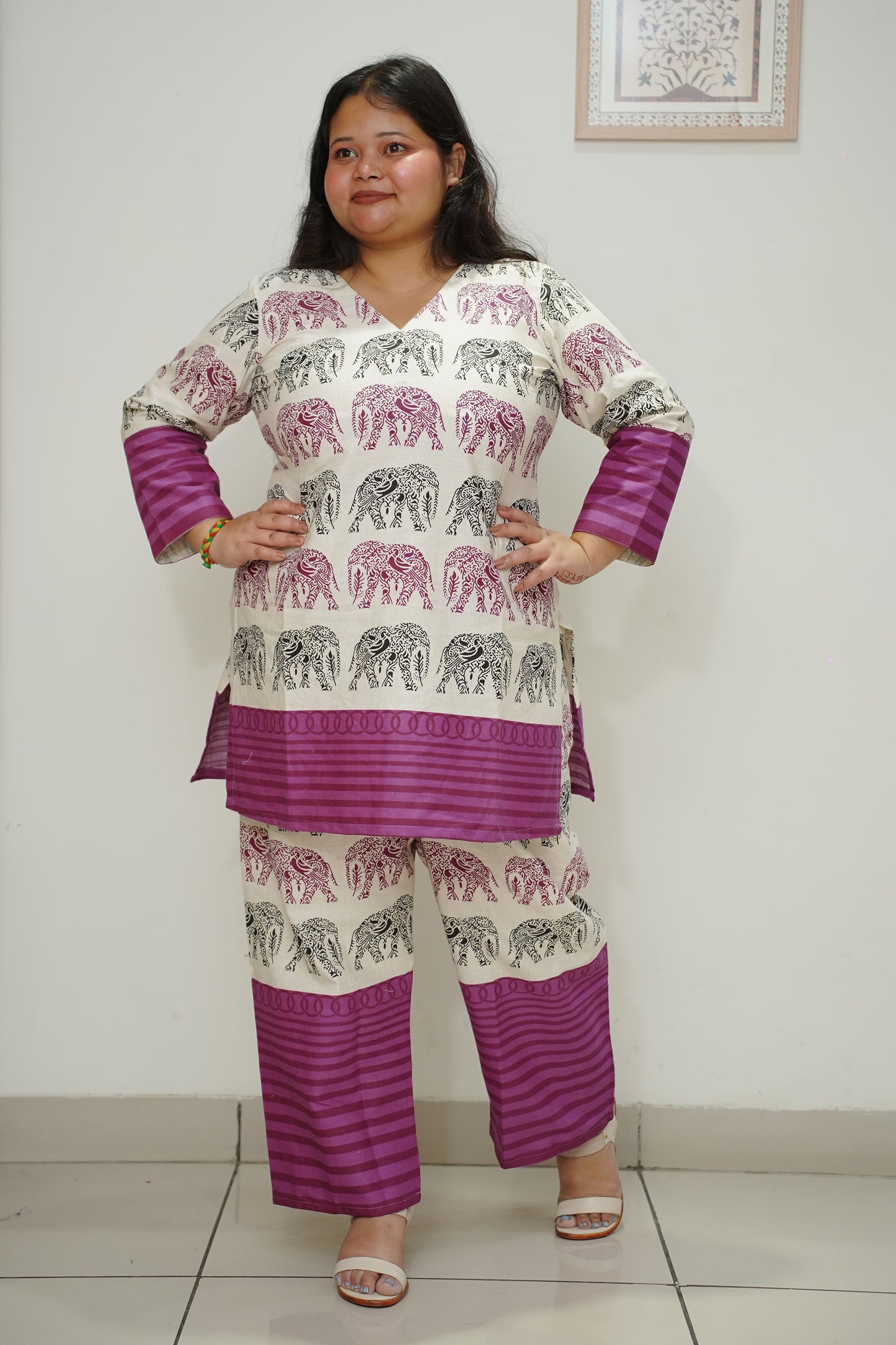 Wine Safari Printed Cotton Co-ord Set