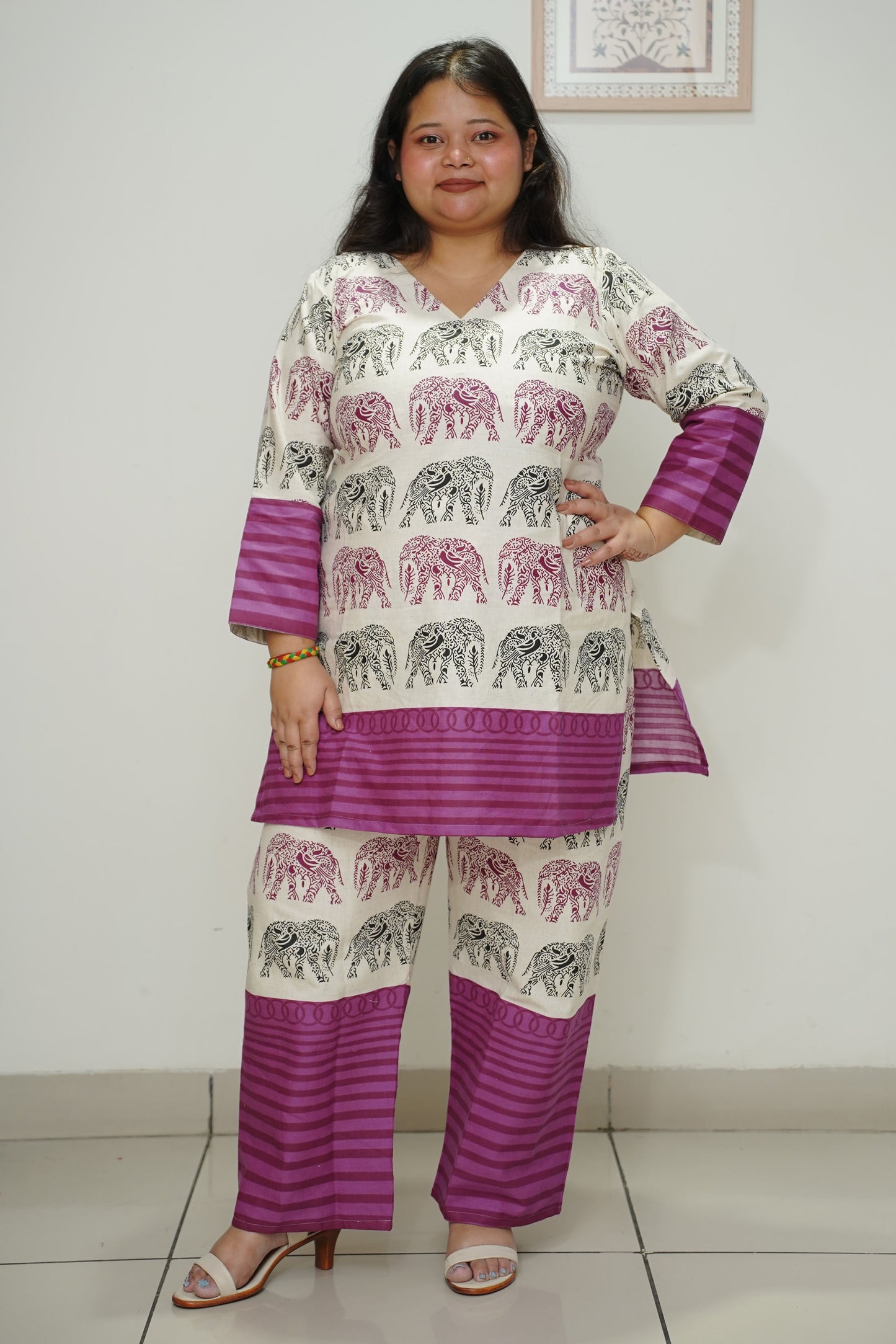 Wine Safari Printed Cotton Co-ord Set