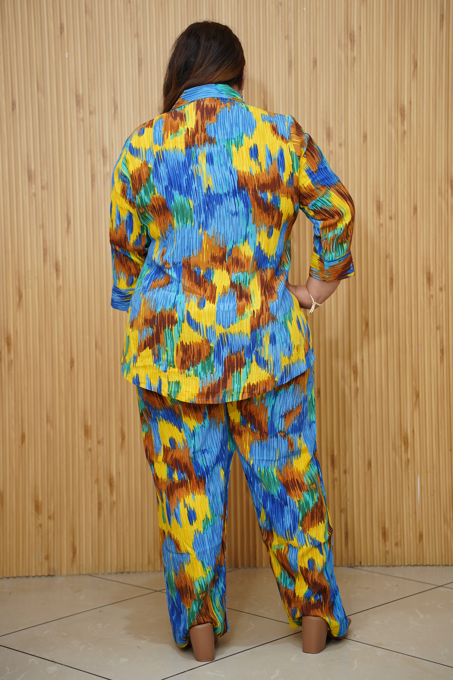 Neon Blue Printed Co-ord Set With Pockets